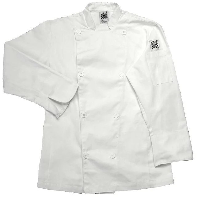 Jacket, Crew, Long Sleeve, Traditional, White, Medium, Poly/Cotton Blend,1 - 1 EACH