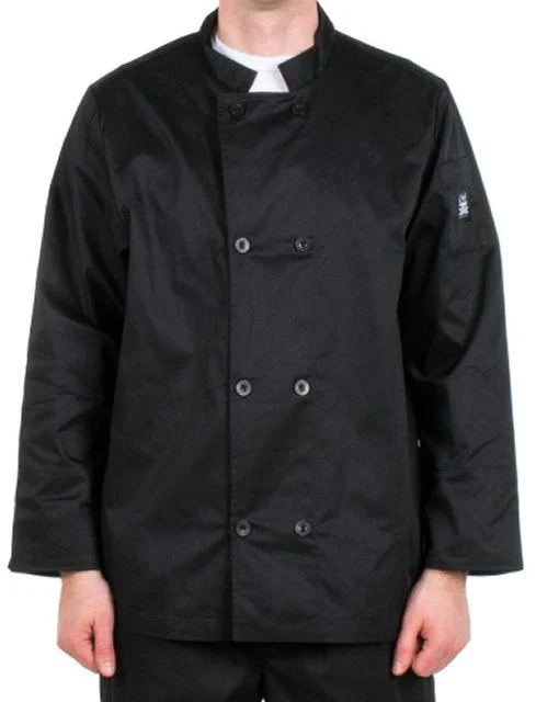 Jacket, Chef, Long-Sleeve, Basic, Black, Small, Poly/Cotton Blend,1 - 1 EACH