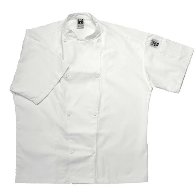 Jacket, Crew, Short Sleeve, White, 2X, Poly/Cotton Blend,1 - 1 EACH