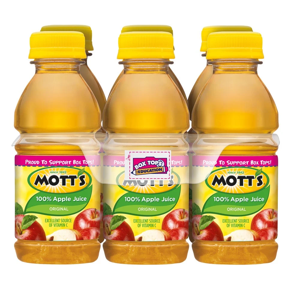 Juice, Apple, 100%, Original, Shelf-Stable, Single-Serve, 8 Fluid Ounce,4 - 6 COUNT