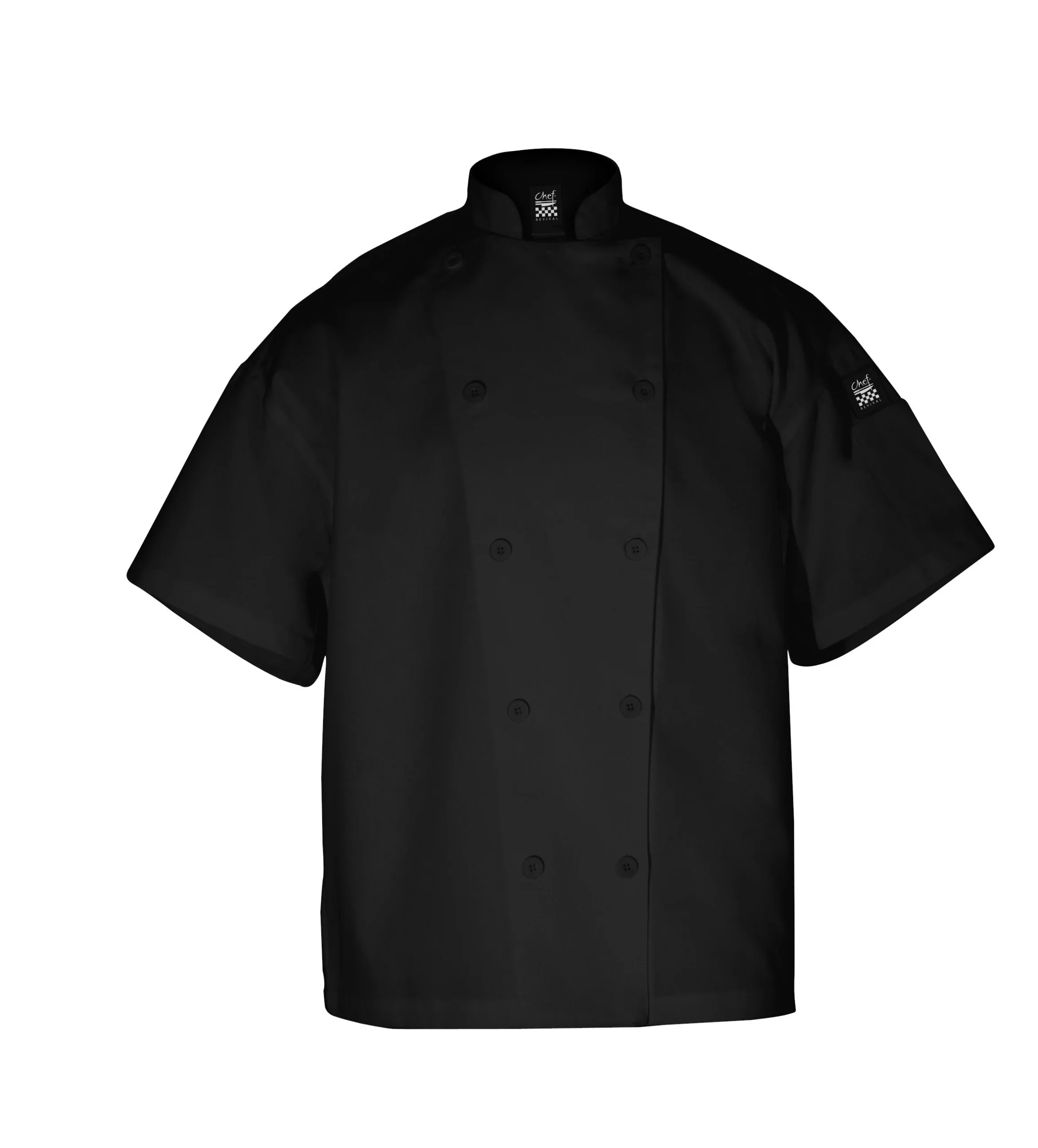 Jacket, Crew, Short Sleeve, Black, Extra Large, Poly/Cotton Blend,1 - 1 EACH