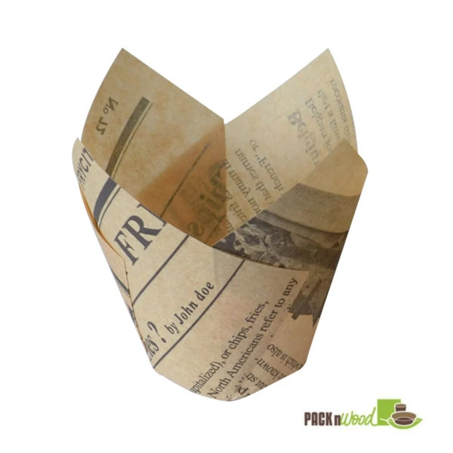 Cups, Tulip Baking, 1.25 Ounce, Paper, Newspaper Print, 1.25 Ounce,10 - 120 COUNT