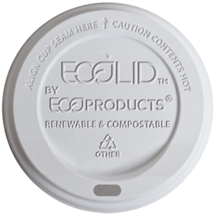 Lids, Dome, Sip-Thru, Plastic, White, Compostable, For 10-20 Ounce Hot Cups,1 - 800 COUNT
