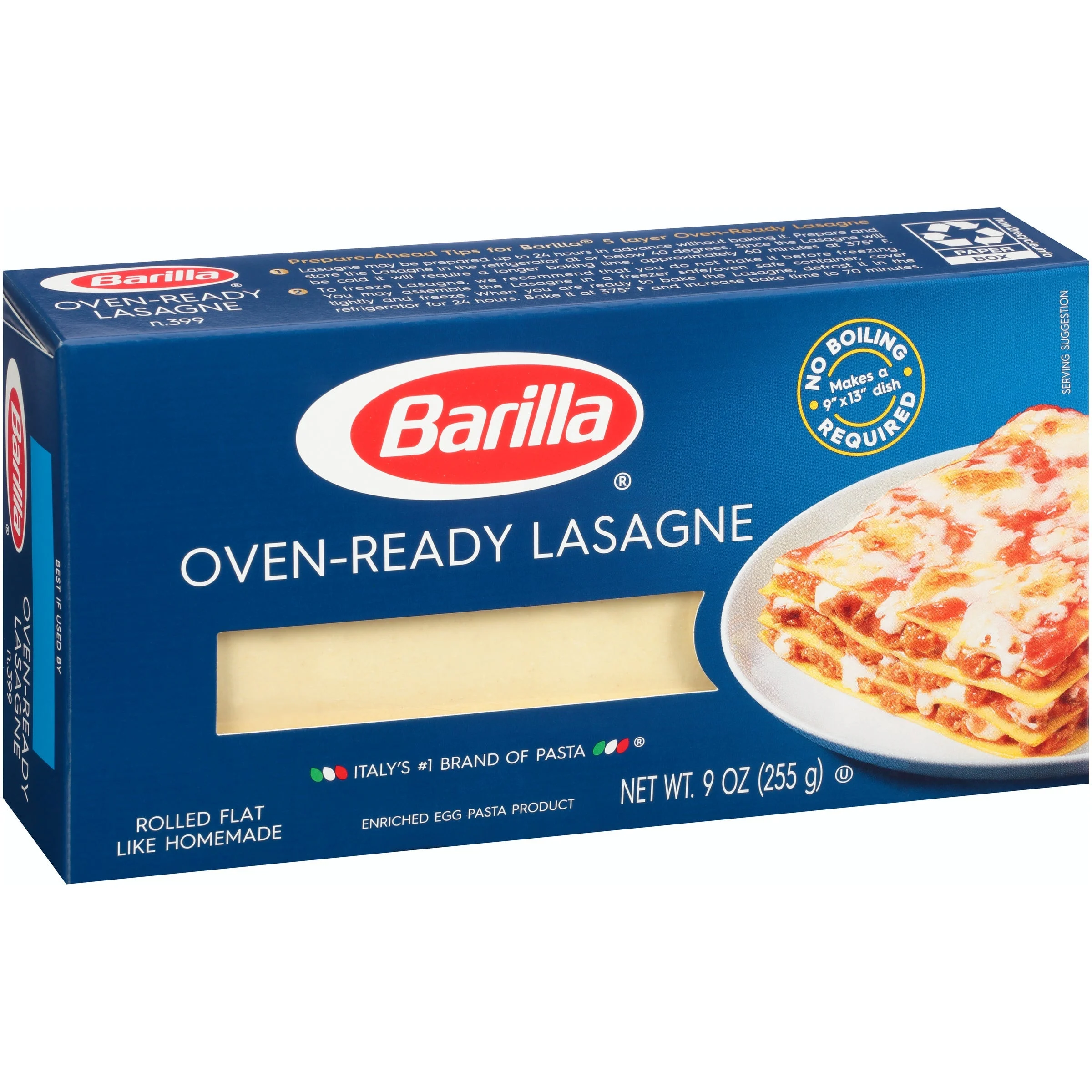 Pasta, Lasagna, Oven Ready,12 - 9 OUNCE