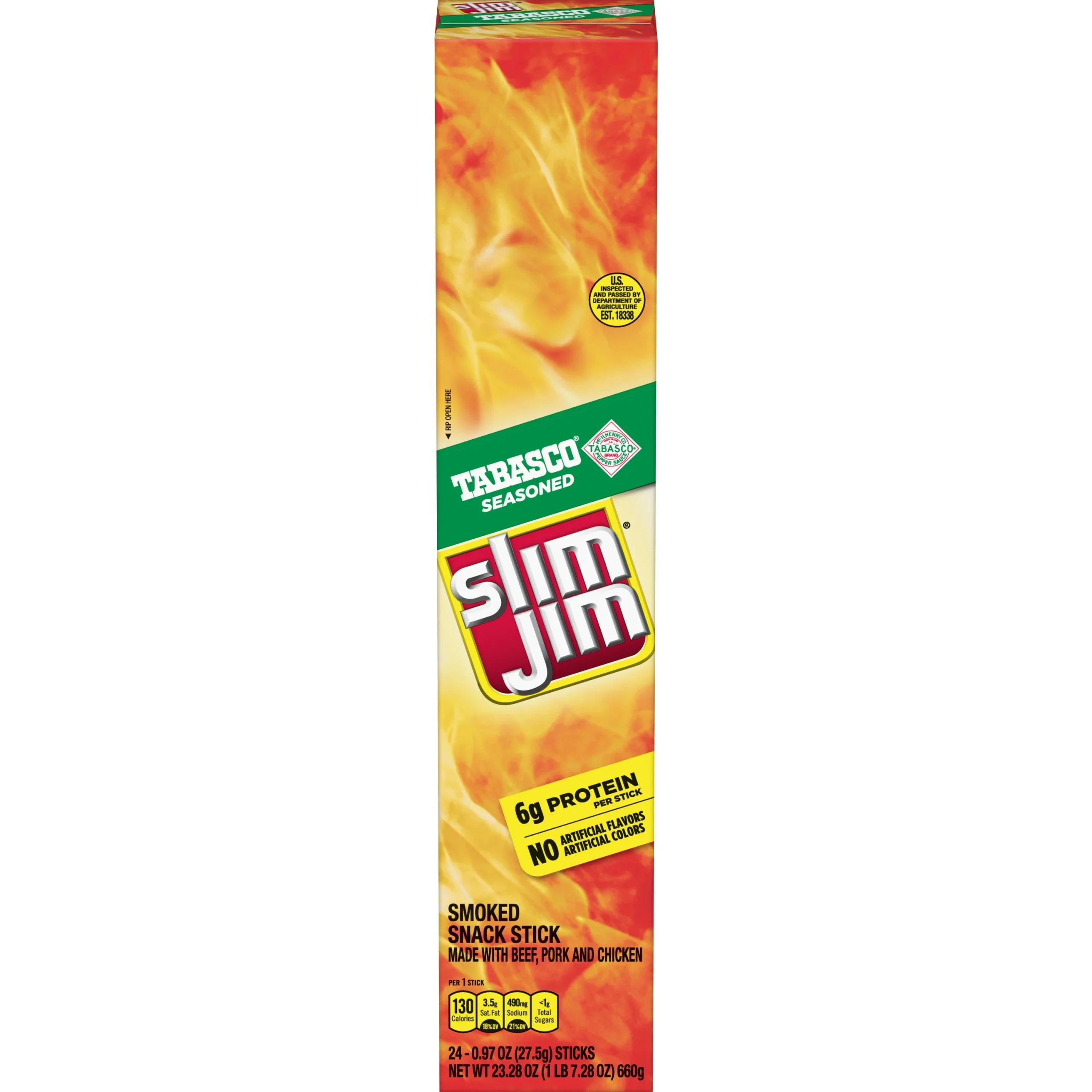 Meat Snack, Tabasco, Sticks, Giant,6 - 24 COUNT