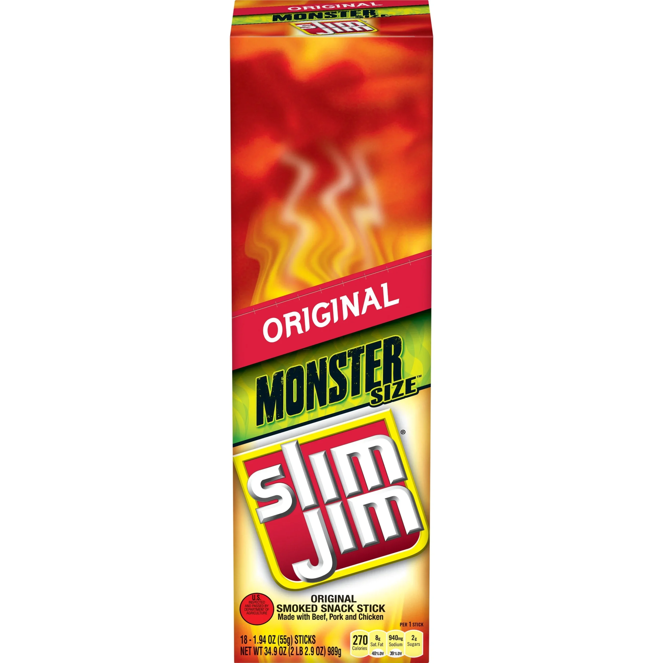 Meat Snack, Original, Sticks, Monster, 1.94 Ounce,6 - 18 COUNT