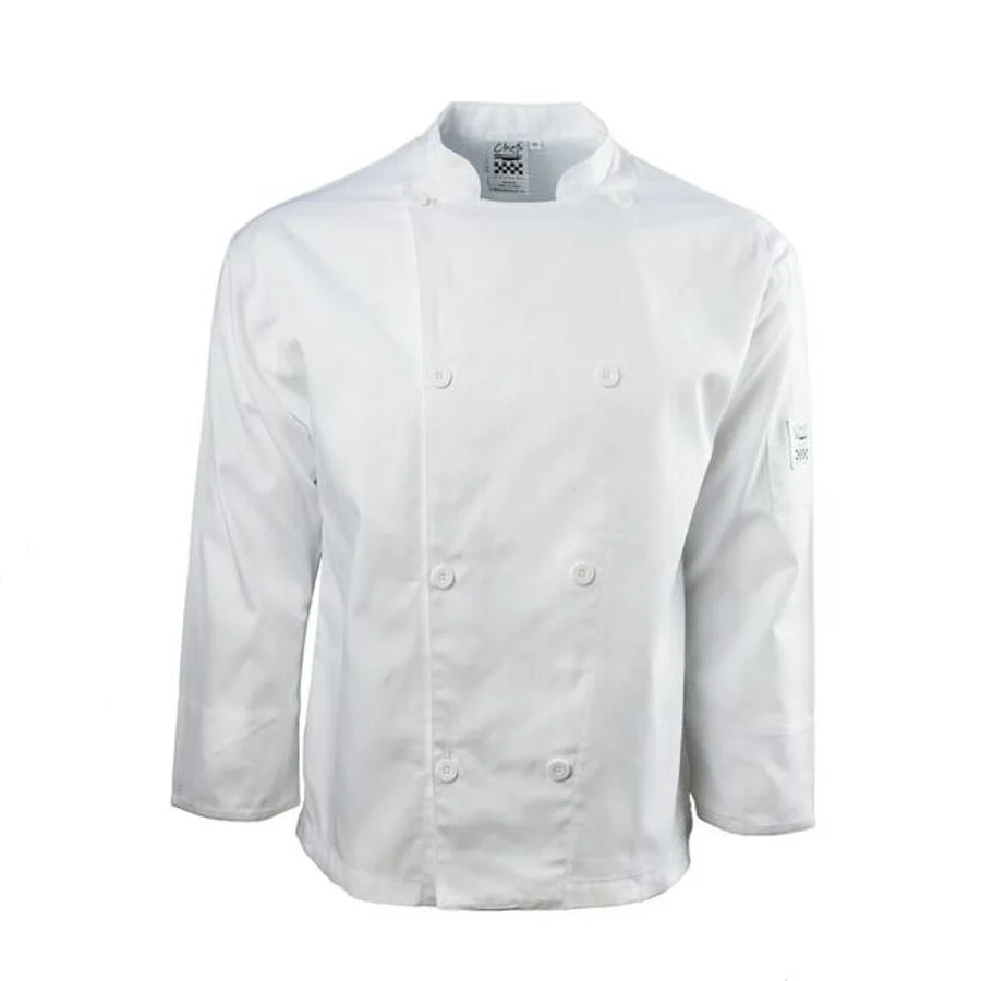 Jacket, Crew, Long Sleeve, Traditional, White, Extra Small, Poly/Cotton Blend,1 - 1 EACH