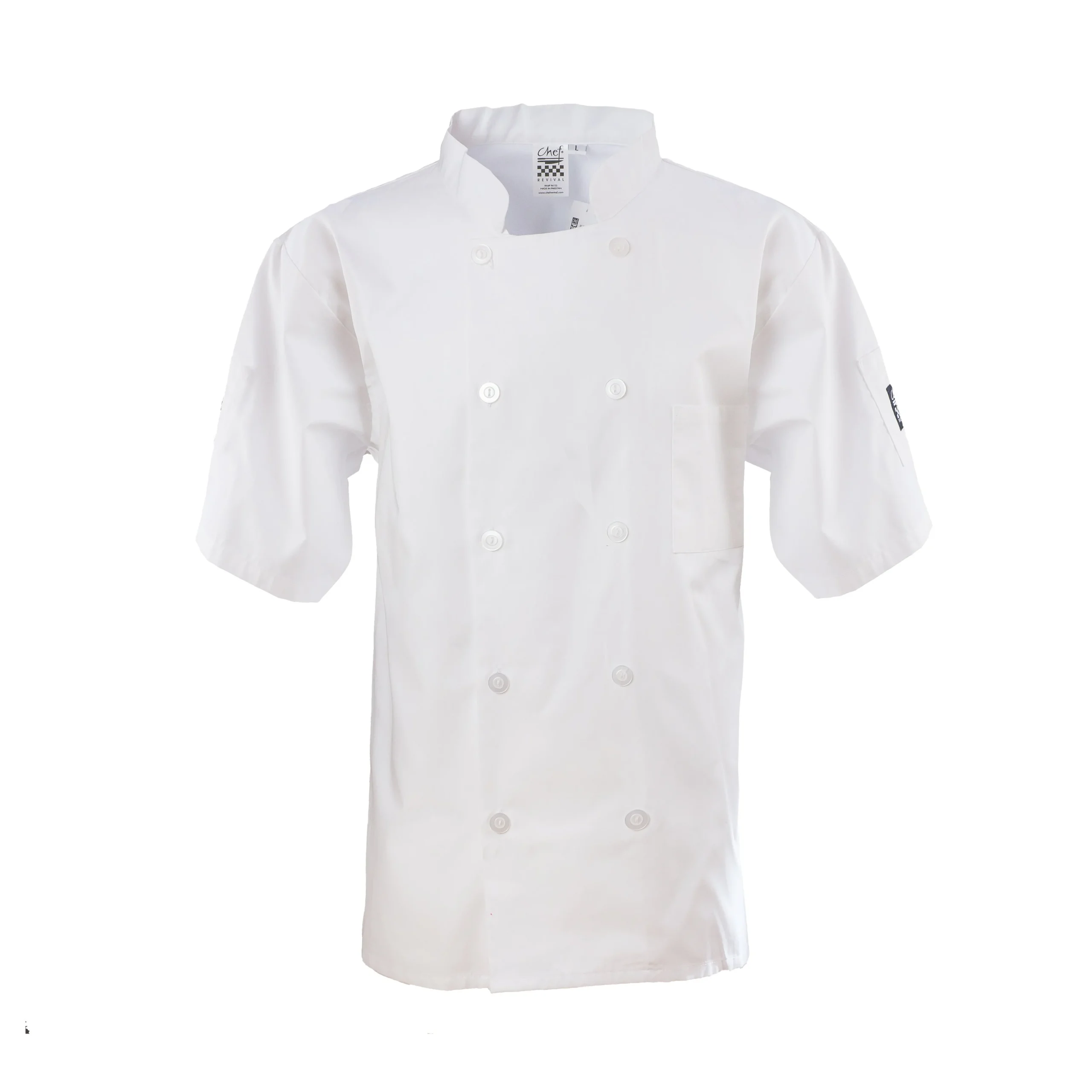 Jacket, Chef, Short Sleeve, White, Extra Small, Poly/Cotton Blend,1 - 1 EACH