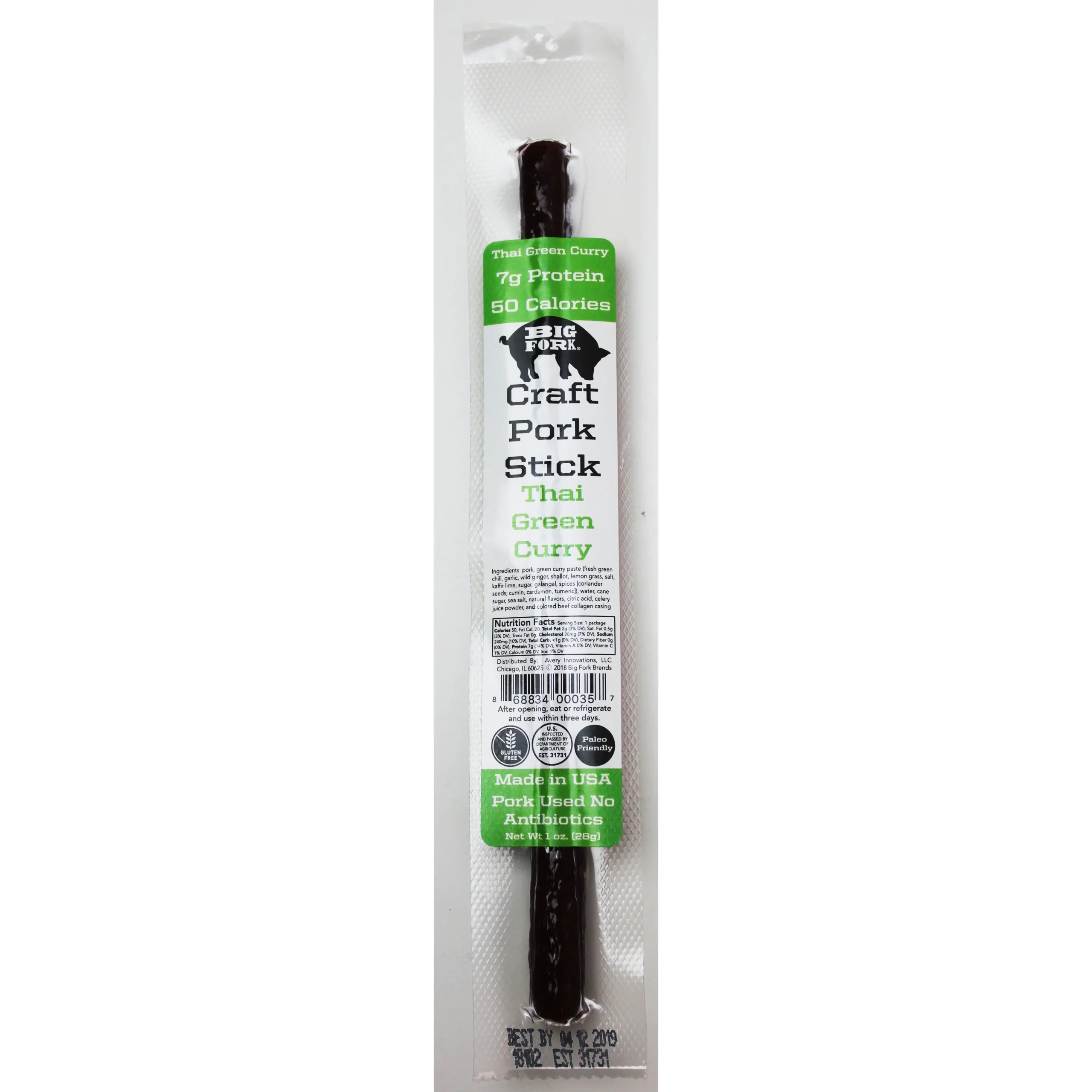 Snack Stick, Pork, Thai Green Curry,2 - 20 COUNT