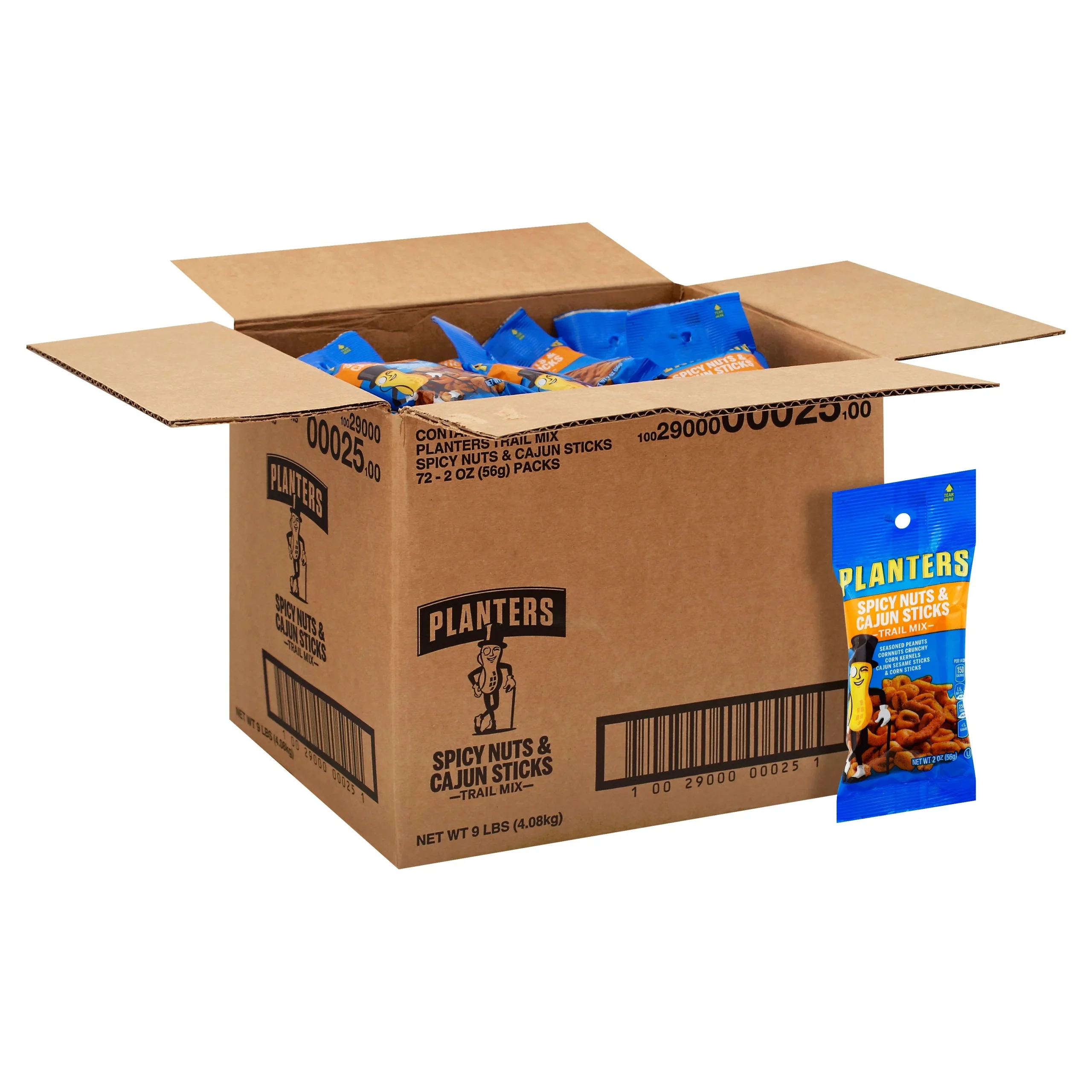Trail Mix, Spicy Nuts & Cajun Sticks, Single Serve,72 - 2 OUNCE