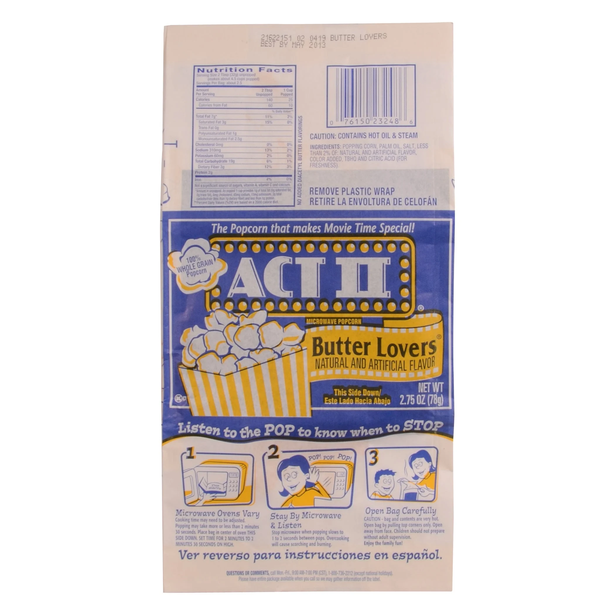 Popcorn, Butter Lover's, Microwave, Single-Serve, 2.75 Ounce,4 - 18 COUNT