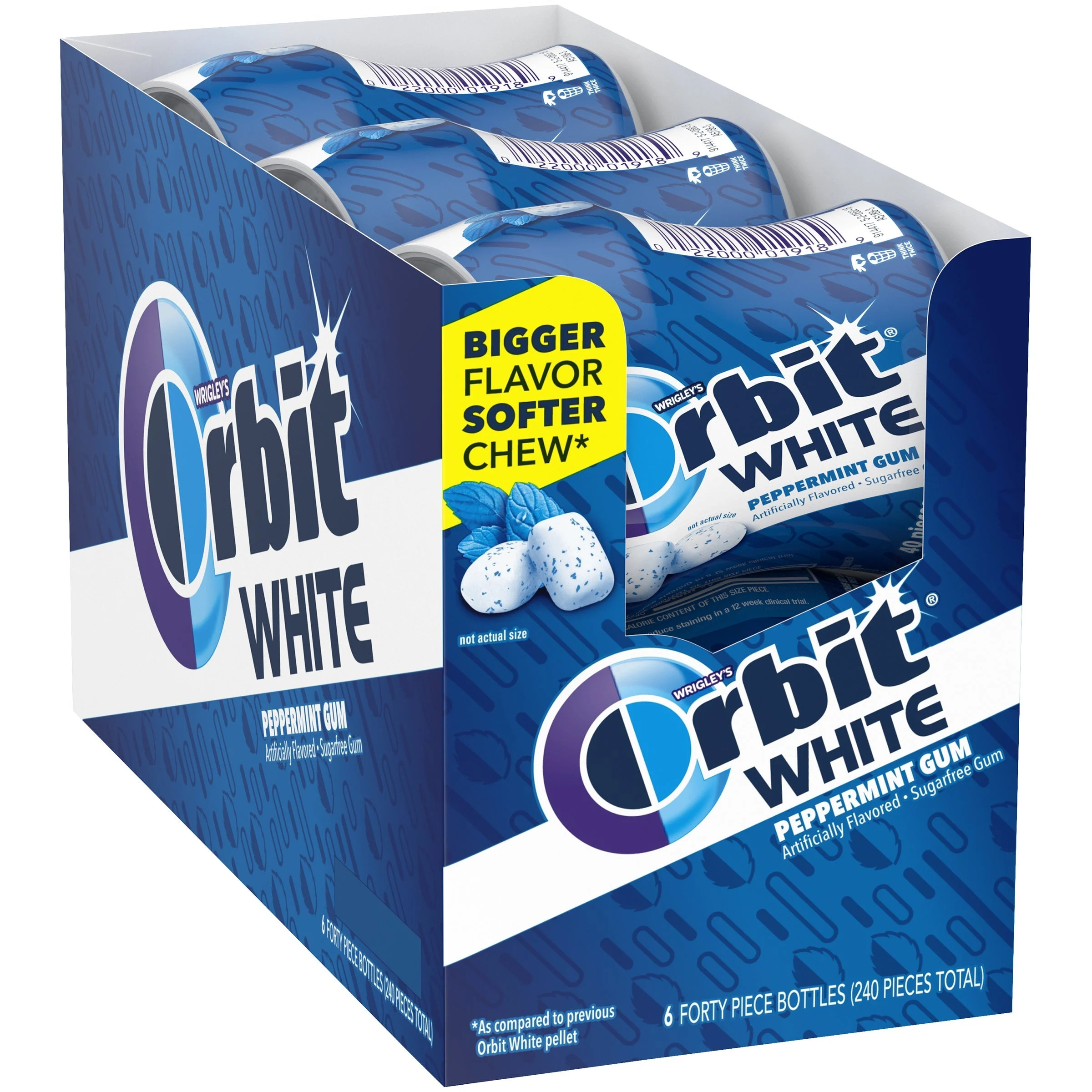 Chewing Gum, White Peppermint, Soft Chew, Sugar-Free, Bottle,4 - 6 COUNT