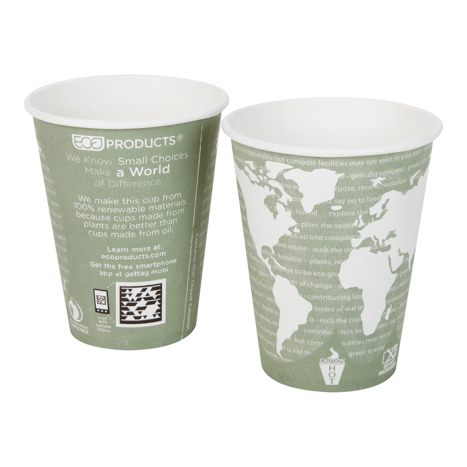 Cups, Hot, 12 Ounce, Paper, Green, Compostable, 12 Ounce,20 - 50 COUNT