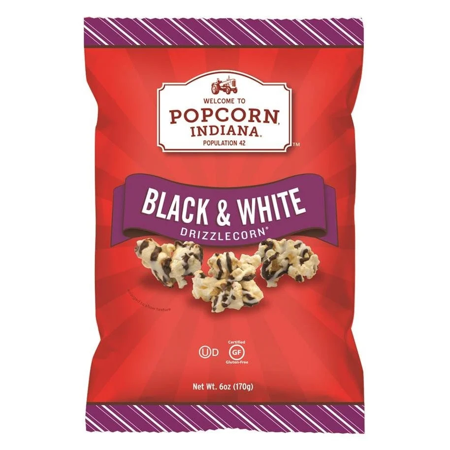 Popcorn, Black & White Drizzlecorn, 6 Ounce, 6 Ounce,1 - 6 COUNT
