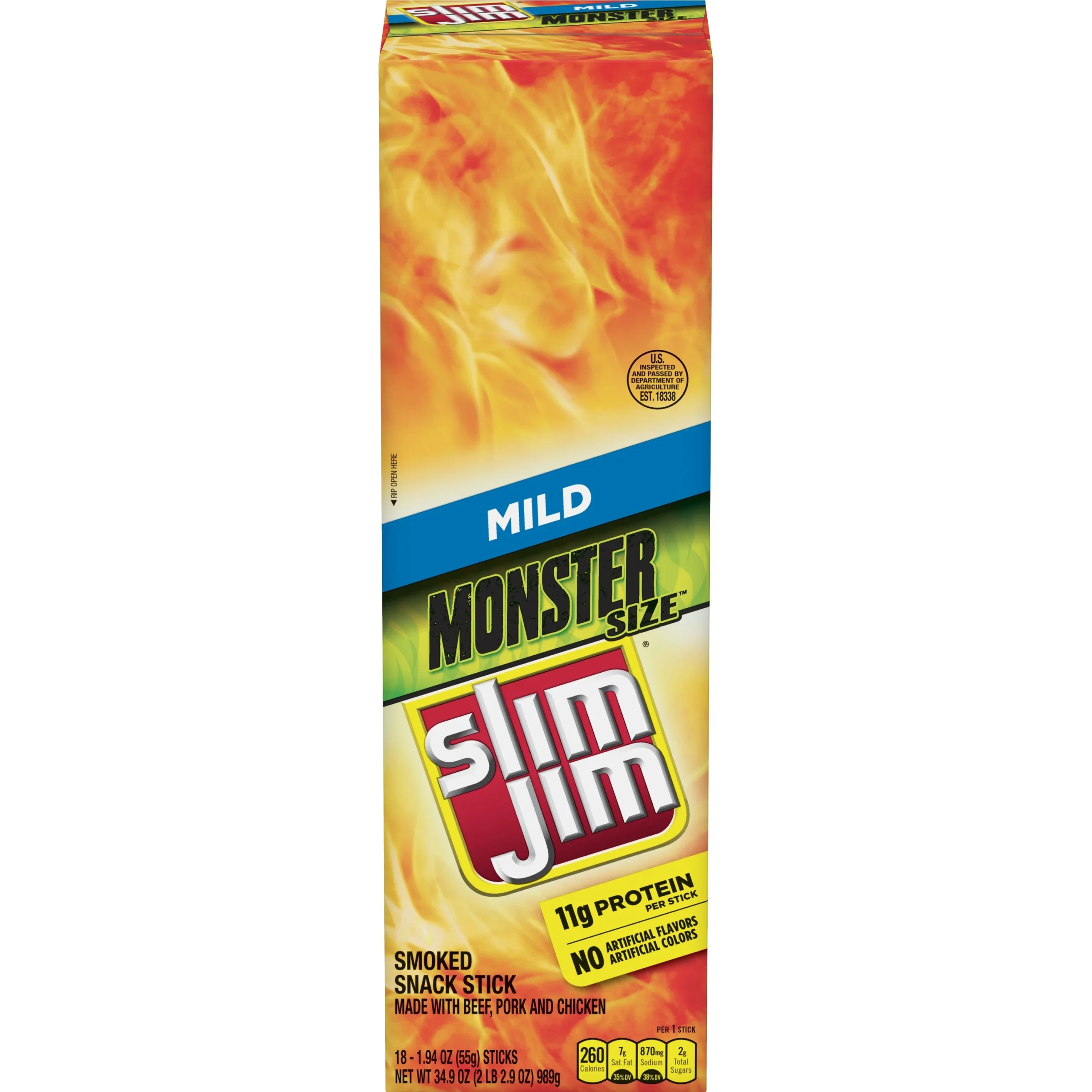 Snacks, Meat Stick, Monster Size, Mild, 1.94 Ounce,6 - 18 COUNT