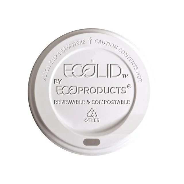 Lids, Dome, Sip-Thru, Plastic, White, Compostable, for 8 Ounce Hot Cups, 8 Ounce,16 - 50 COUNT