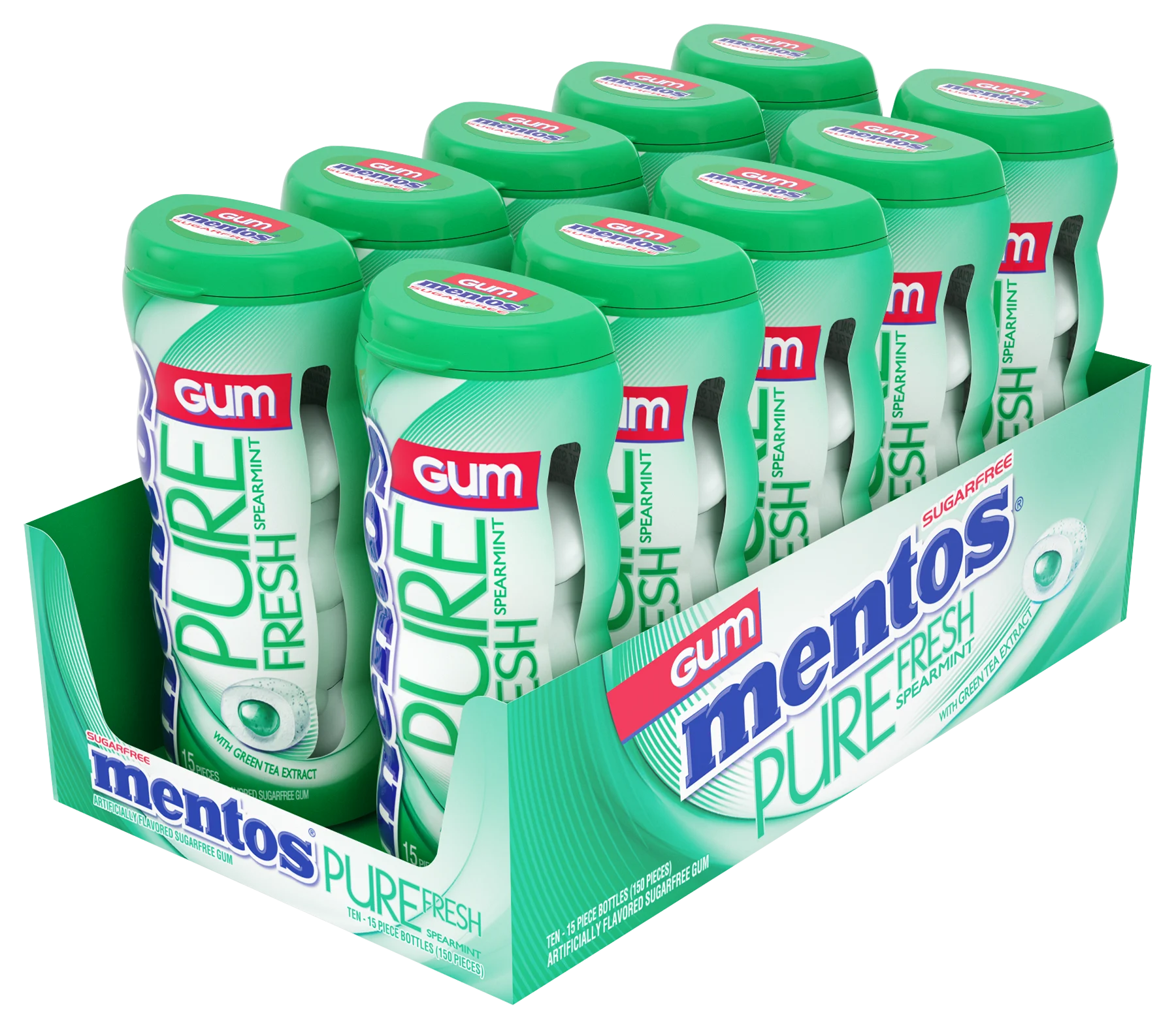 Gum, Spearmint, Pure Fresh, Sugar-Free, Pocket Bottle,12 - 10 COUNT
