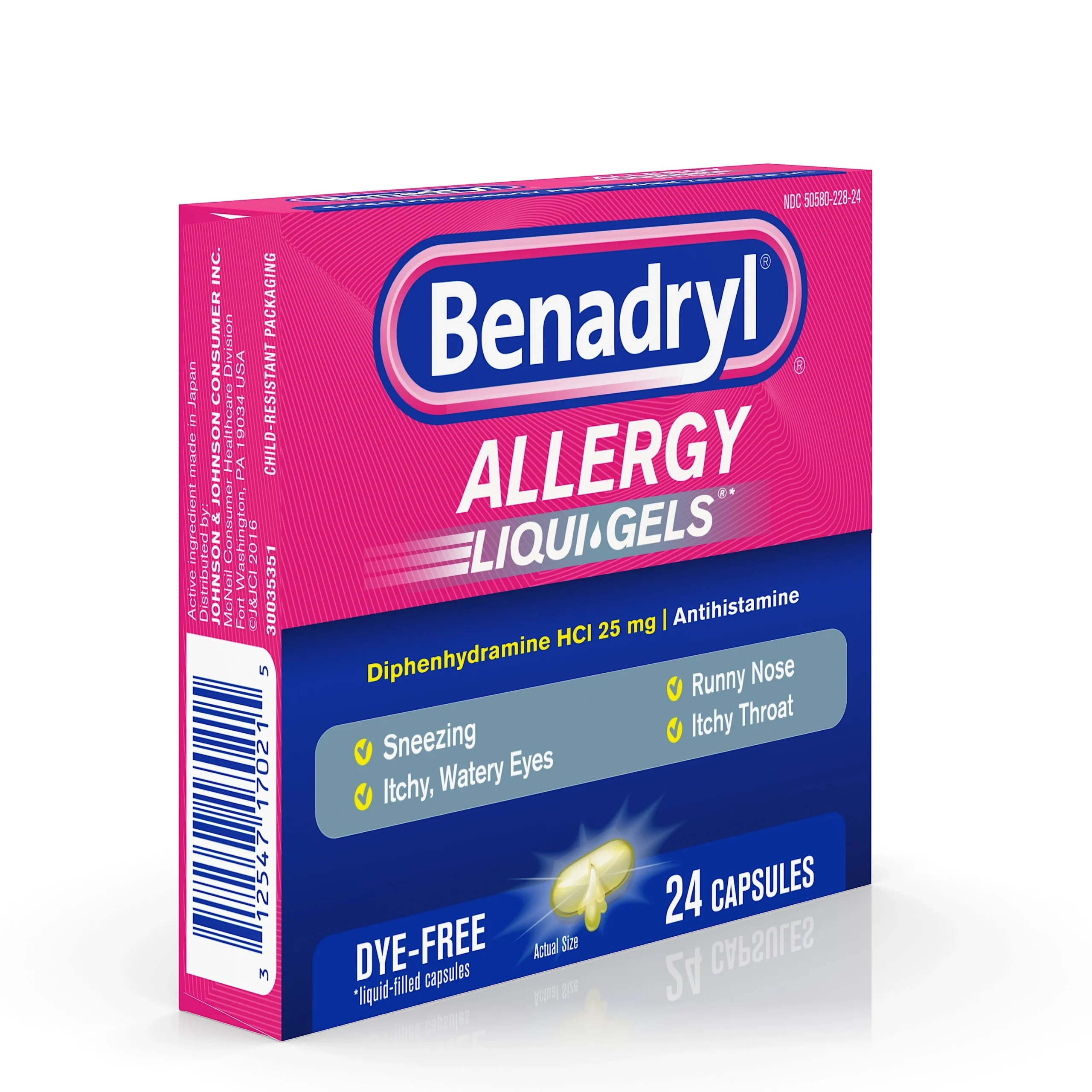Supplements, Benadryl, Dye-Free, Liquid Gel,24 - 24 COUNT