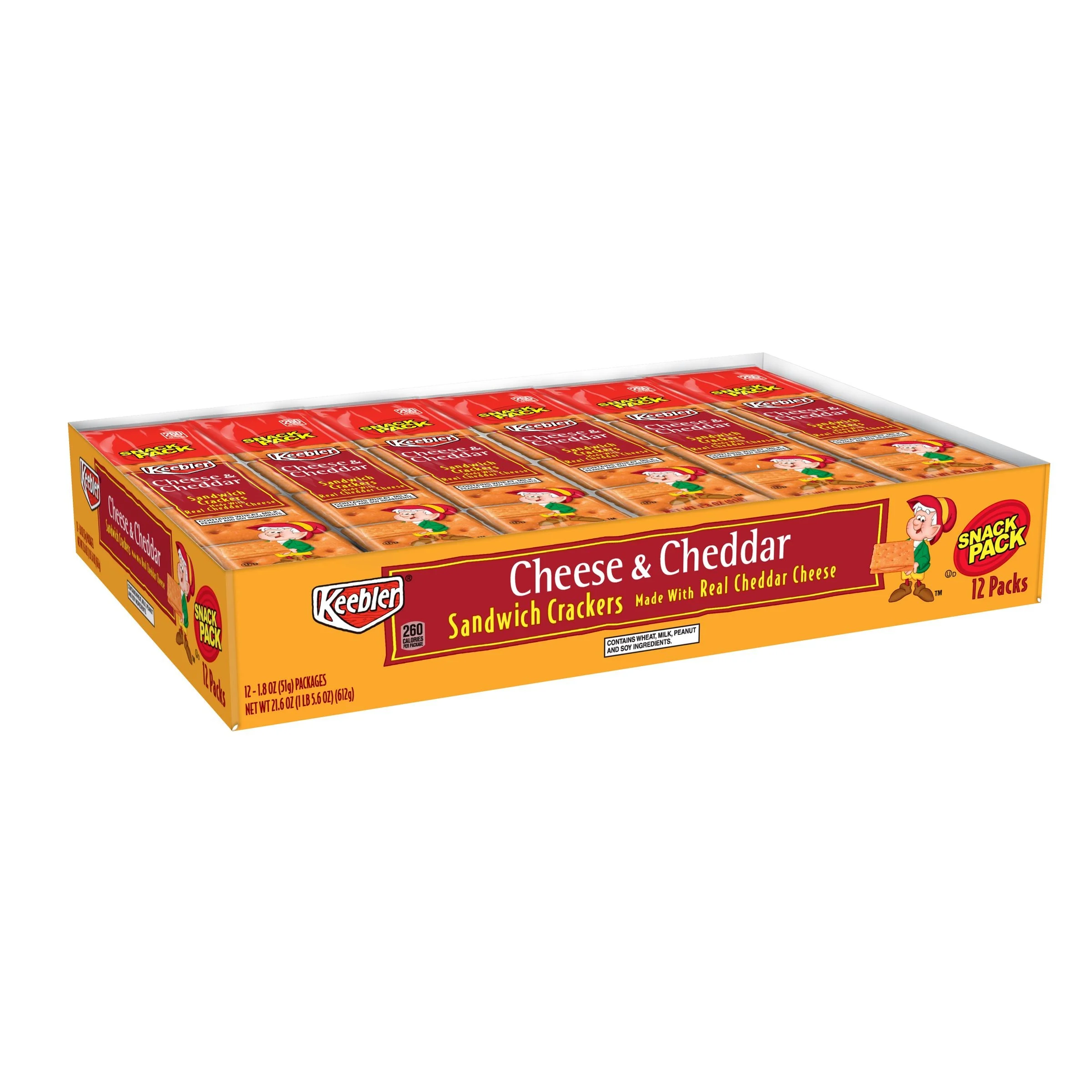 Crackers, Sandwich, Cheese & Cheddar, Individual Packets, 00030100211464, 1.8 Ounce,12 - 12 COUNT