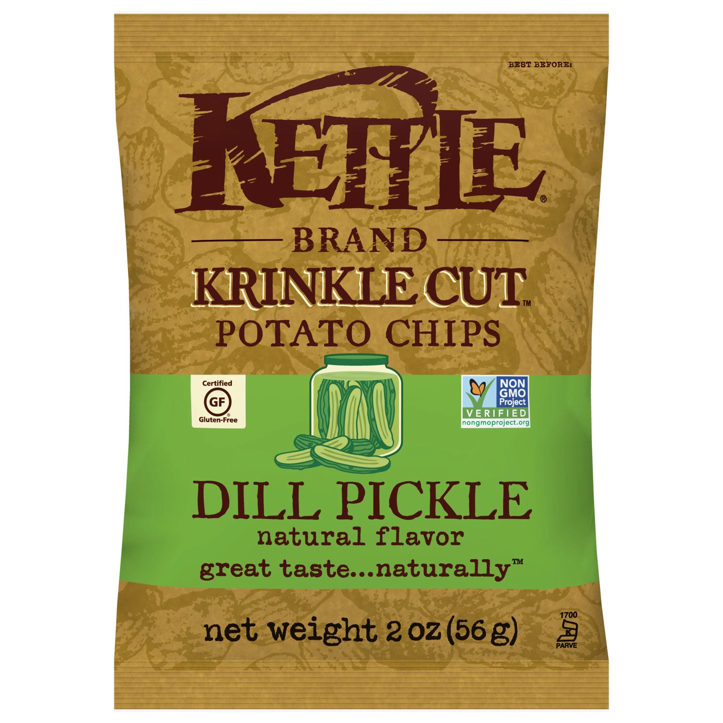Chips, Potato, Dill Pickle, Kettle Cooked, Single-Serve,24 - 2 OUNCE