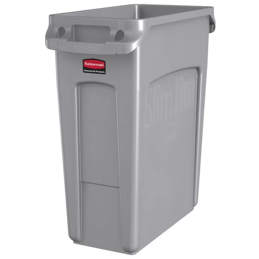 Receptacle, Trash, 16 Gallon, Rectangular, Gray,1 - 1 EACH
