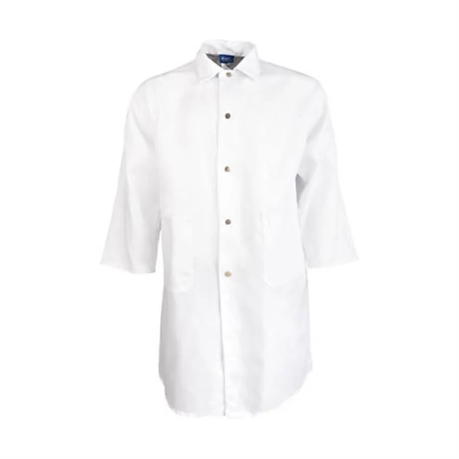 Jacket, Butcher, Long Sleeve, Unisex, White, 2XL, 100% Spun-Polyester,1 - 1 EACH
