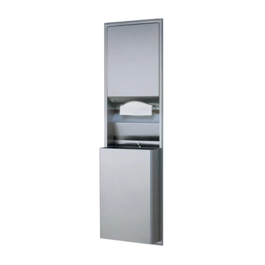 Dispenser, Multifold & C-Fold Towel, Recessed, Satin Finish Stainless Steel, with 12 Gallon Waste Receptacle,1 - 1 EACH