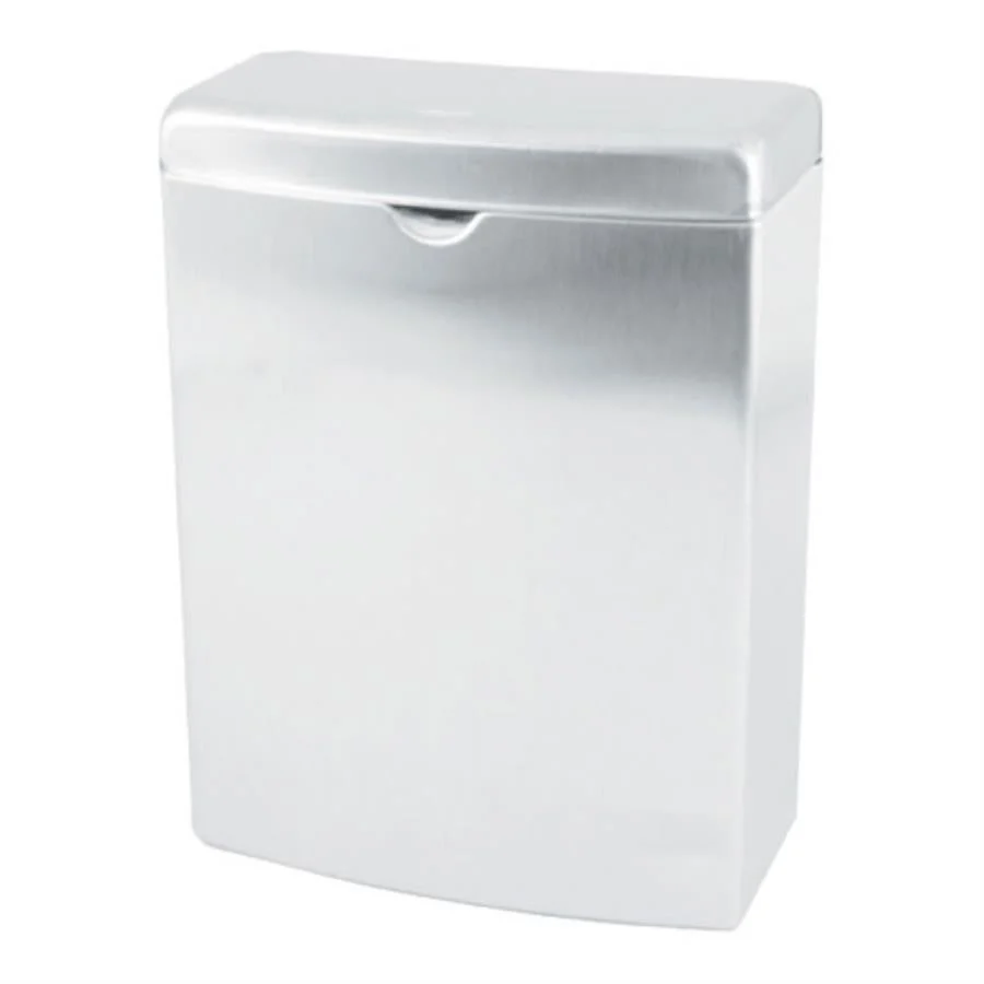 Receptacle, Sanitary Napkin, 1 Gallon, Rectangular, Wall-Mounted, Stainless Steel, 7.5 x 3.1875 x 10 Inch,1 - 1 EACH