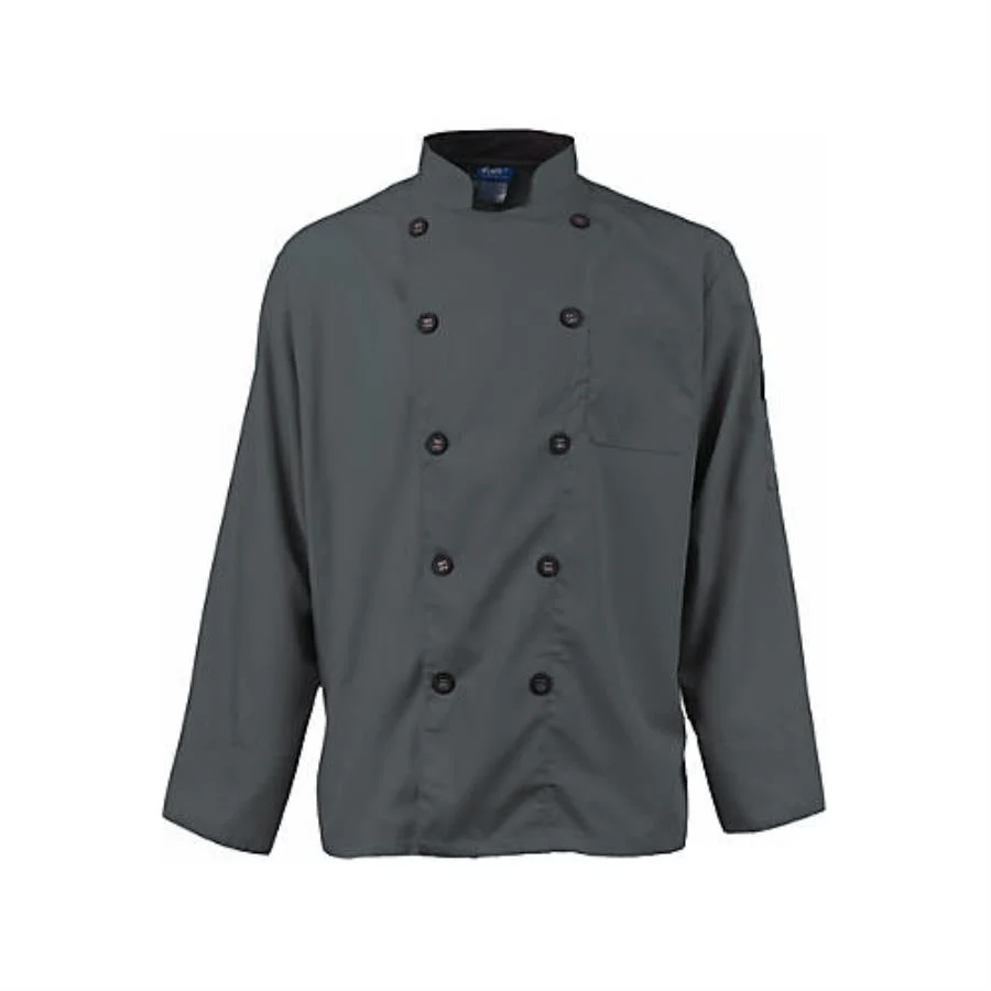 Jacket, Chef, Long Sleeve Active, Men's, Slate, 2XL, 100% Spun-Polyester,1 - 1 EACH