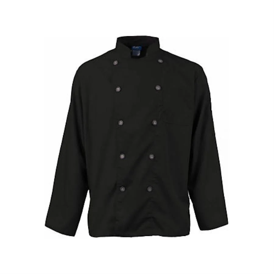 Jacket, Chef, Active, Men's, Black, Small, 100% Spun-Polyester,1 - 1 EACH