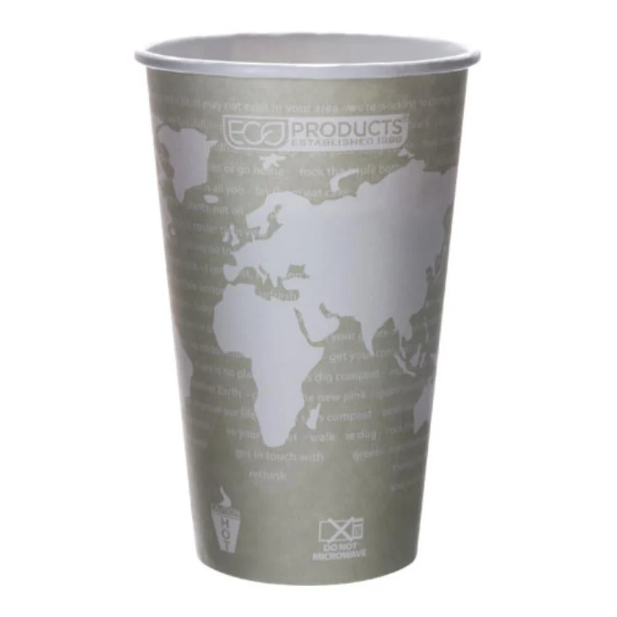 Cups, Hot, 16 Ounce, Paper, Printed, PLA Lined, Renewable & Compostable,1000 - 1 EACH