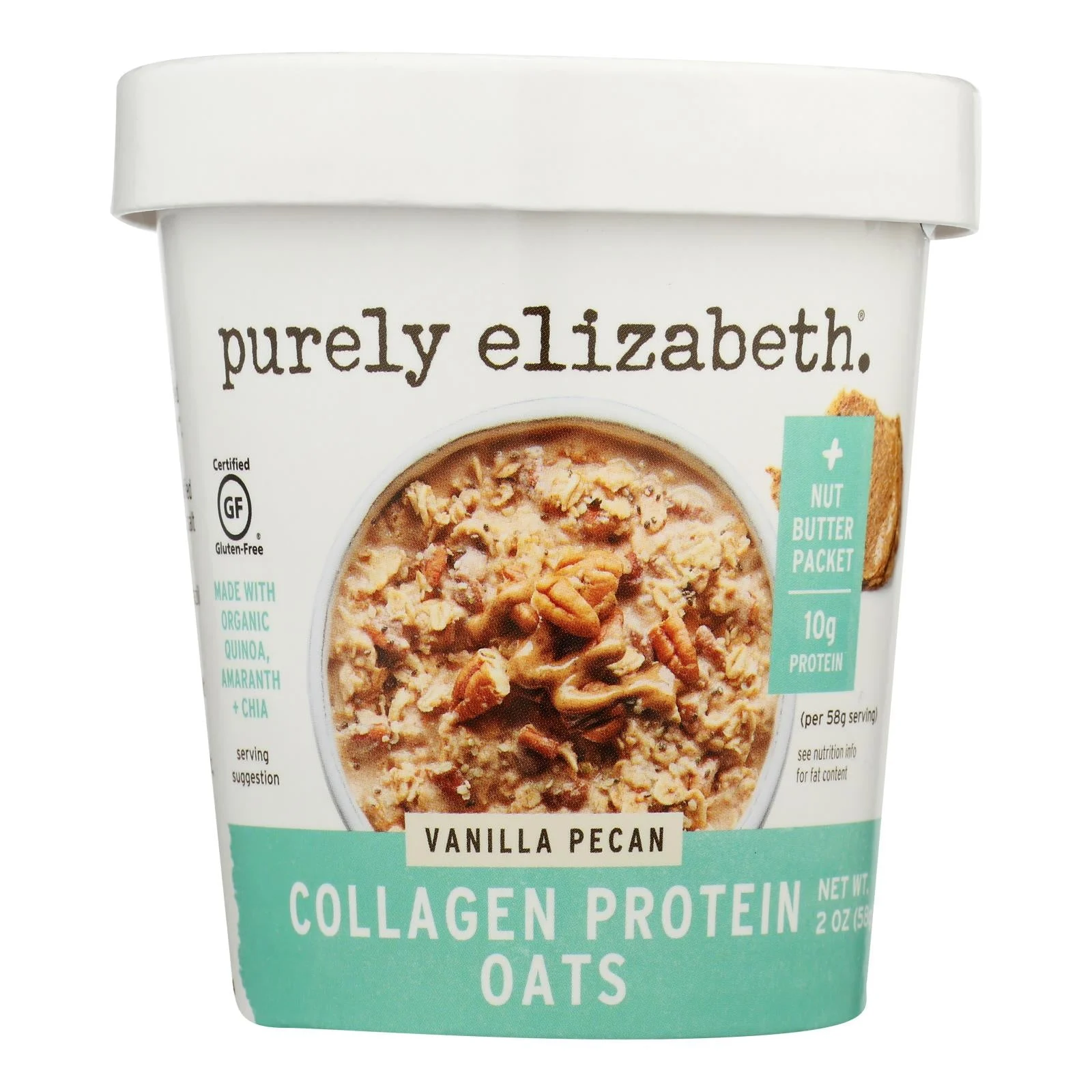 Oatmeal, Collagen Protein, Vanilla Pecan, Instant, Cup,12 - 2 OUNCE
