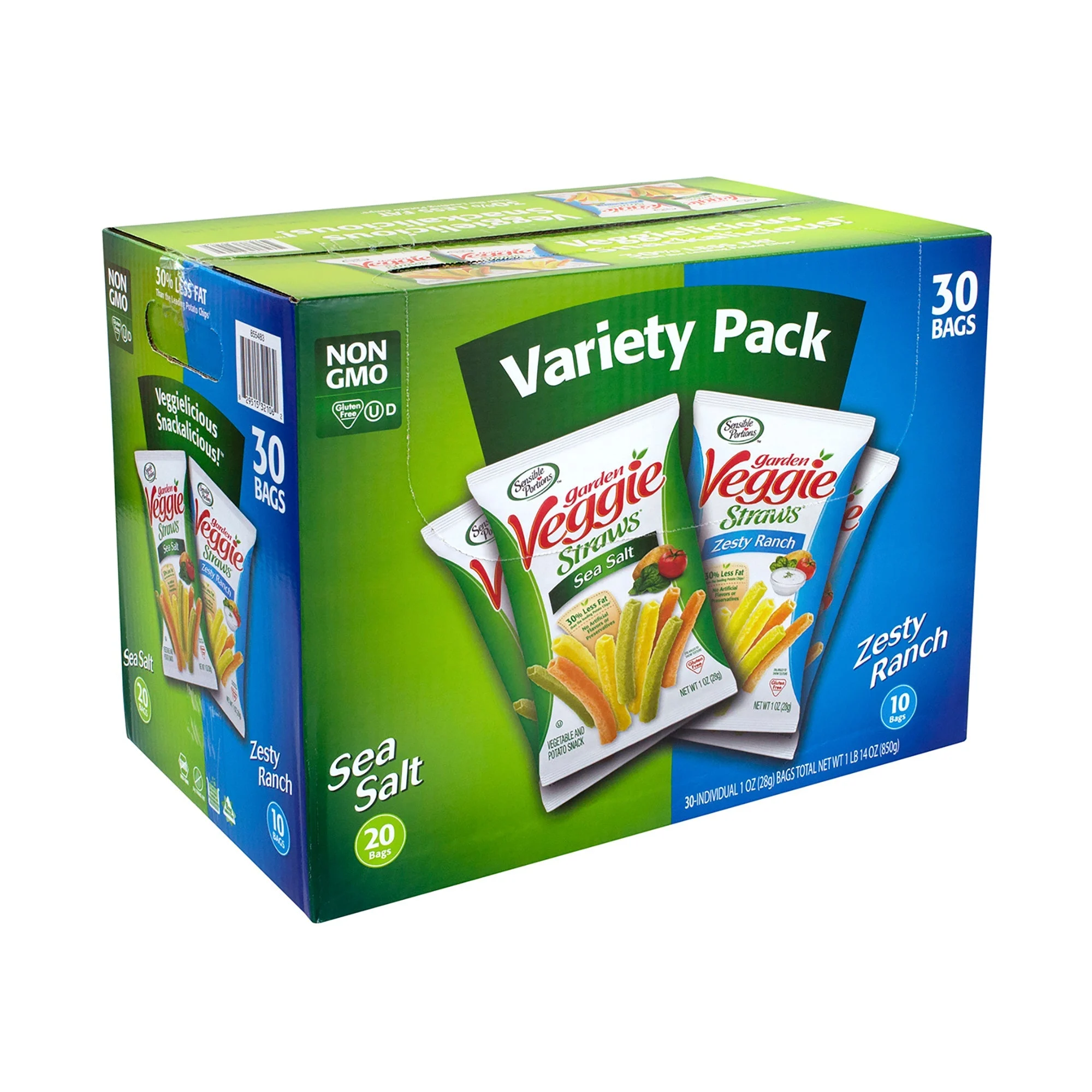 Snacks, Vegetable & Potato, Variety, Sea Salt & Zesty Ranch, Single-Serve,30 - 1 OUNCE