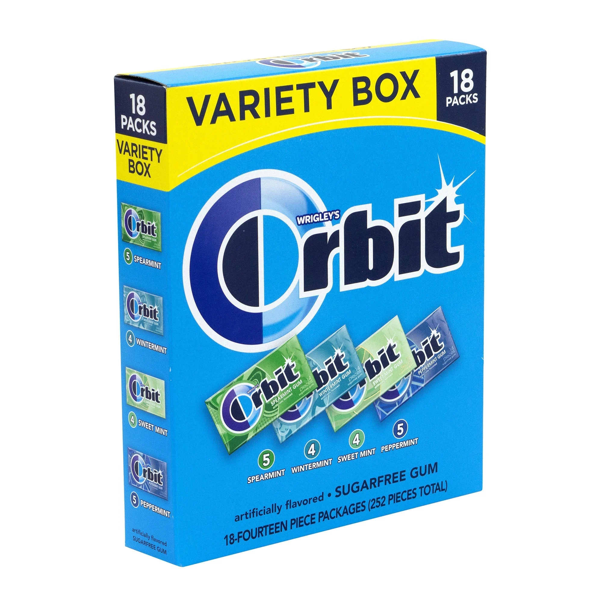 Gum, 4-Flavor Assortment, Sugar-Free,18 - 14 COUNT