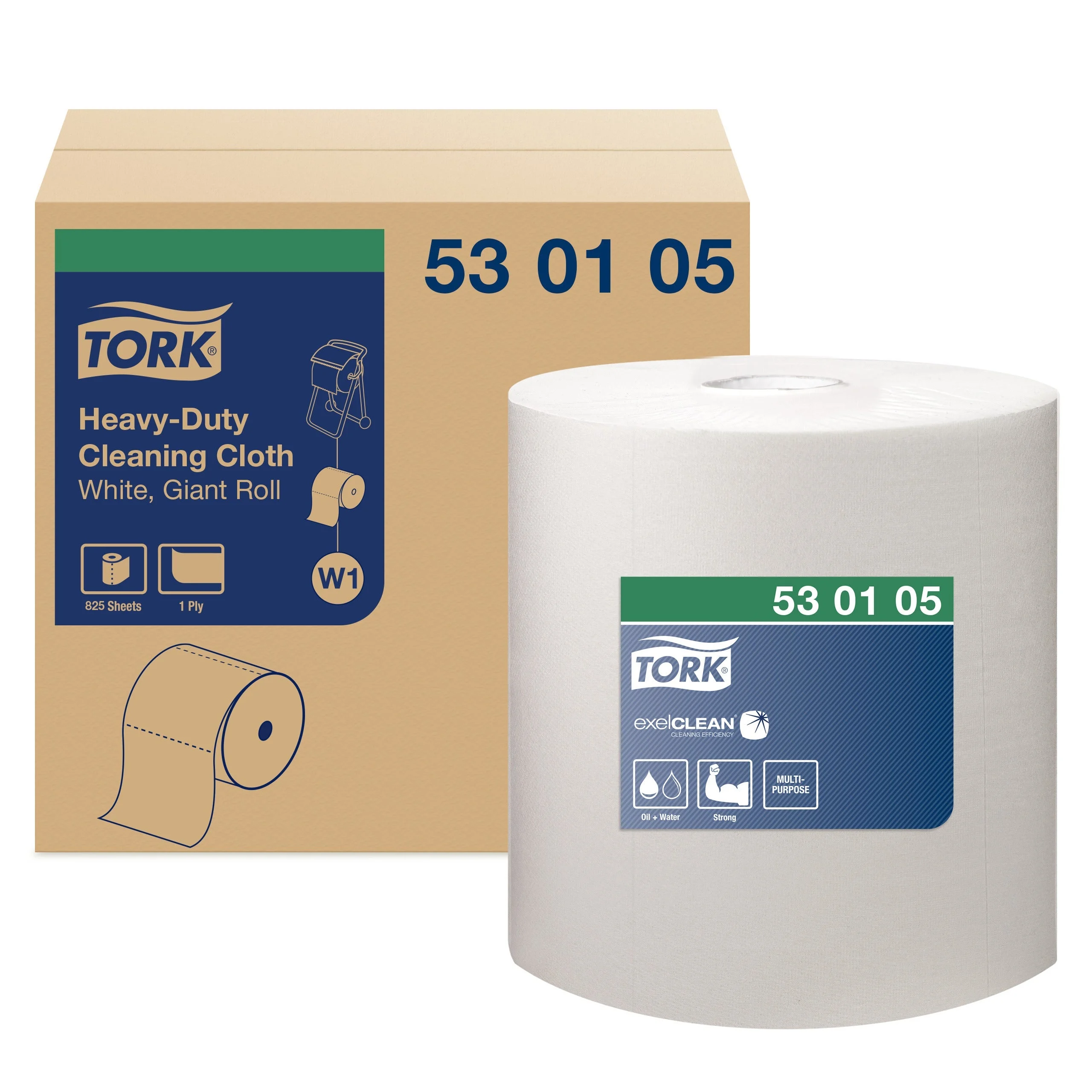 Towels, Giant Roll, 1-Ply, Heavy-Duty Spunlace, White, 12.6 x 13.5 Inch,1 - 825 COUNT