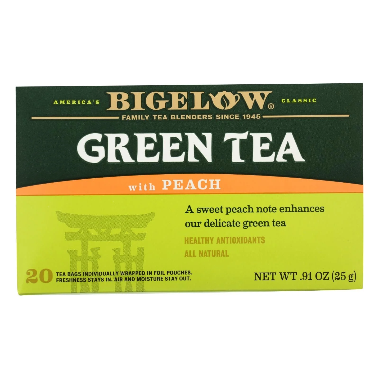 Tea, Green, Peach, Individualy Wrapped with String,6 - 20 COUNT