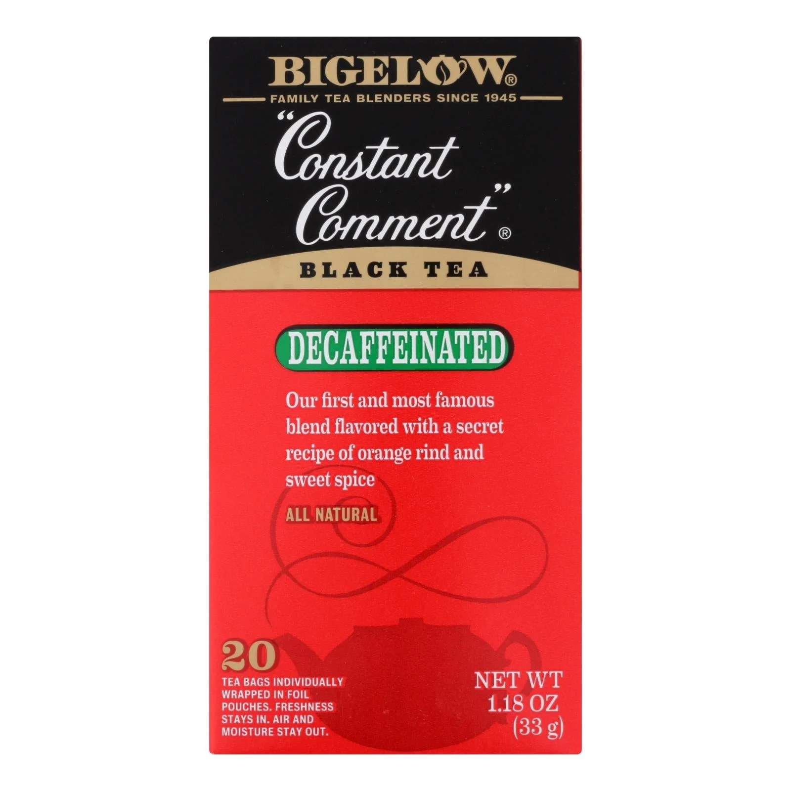 Tea, Black, Decaffeinated, Individualy Wrapped with String,6 - 20 COUNT