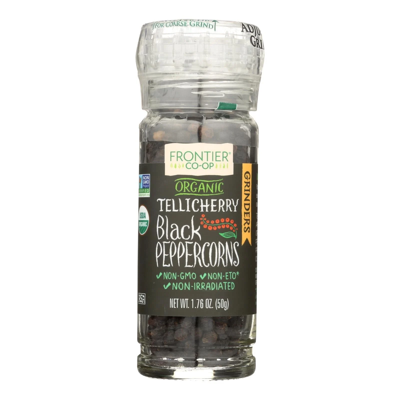 Peppercorns, Black, Tellicherry, Grinder,6 - 1.76 OUNCE