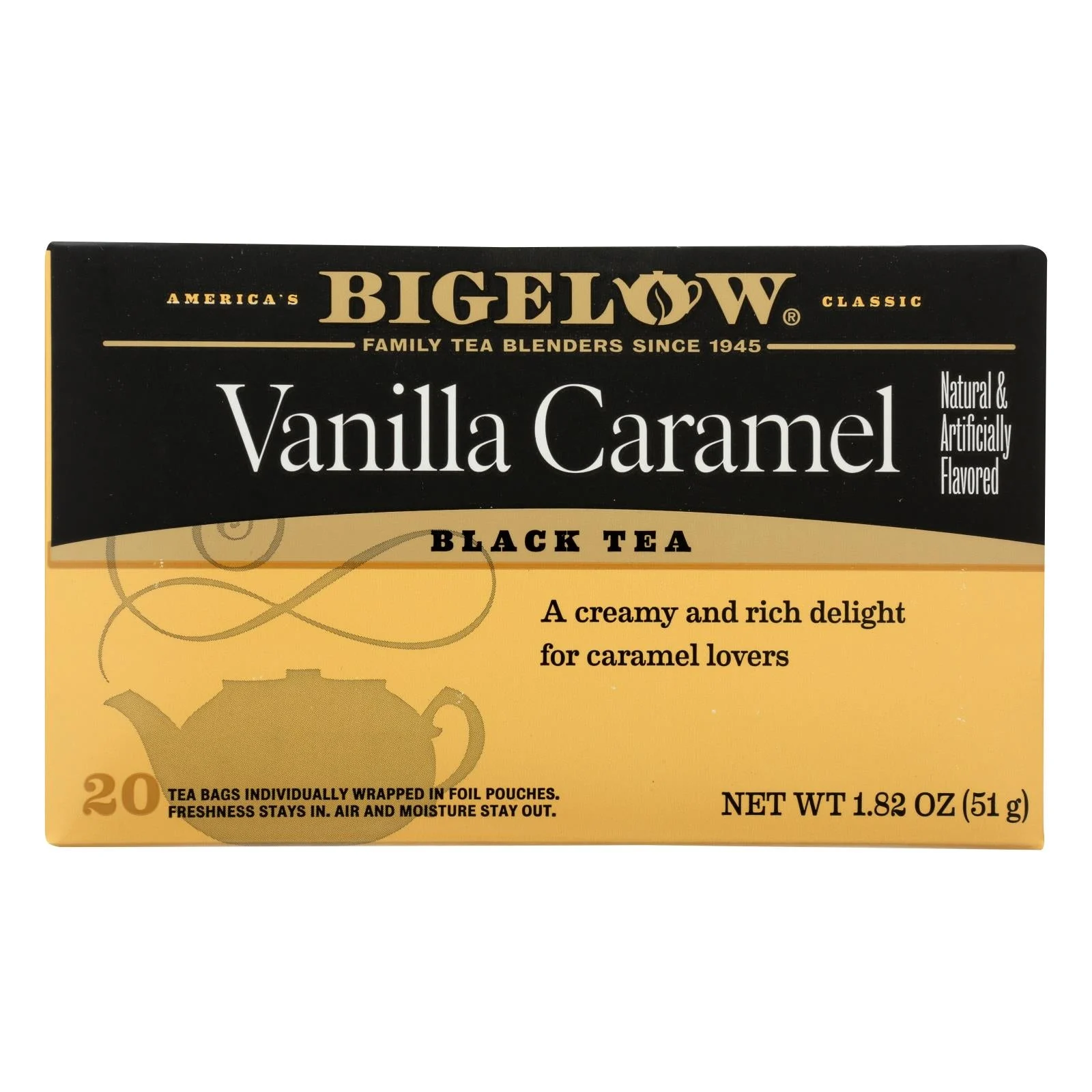 Tea, Black, Vanilla Caramel, Individualy Wrapped with String,6 - 20 COUNT