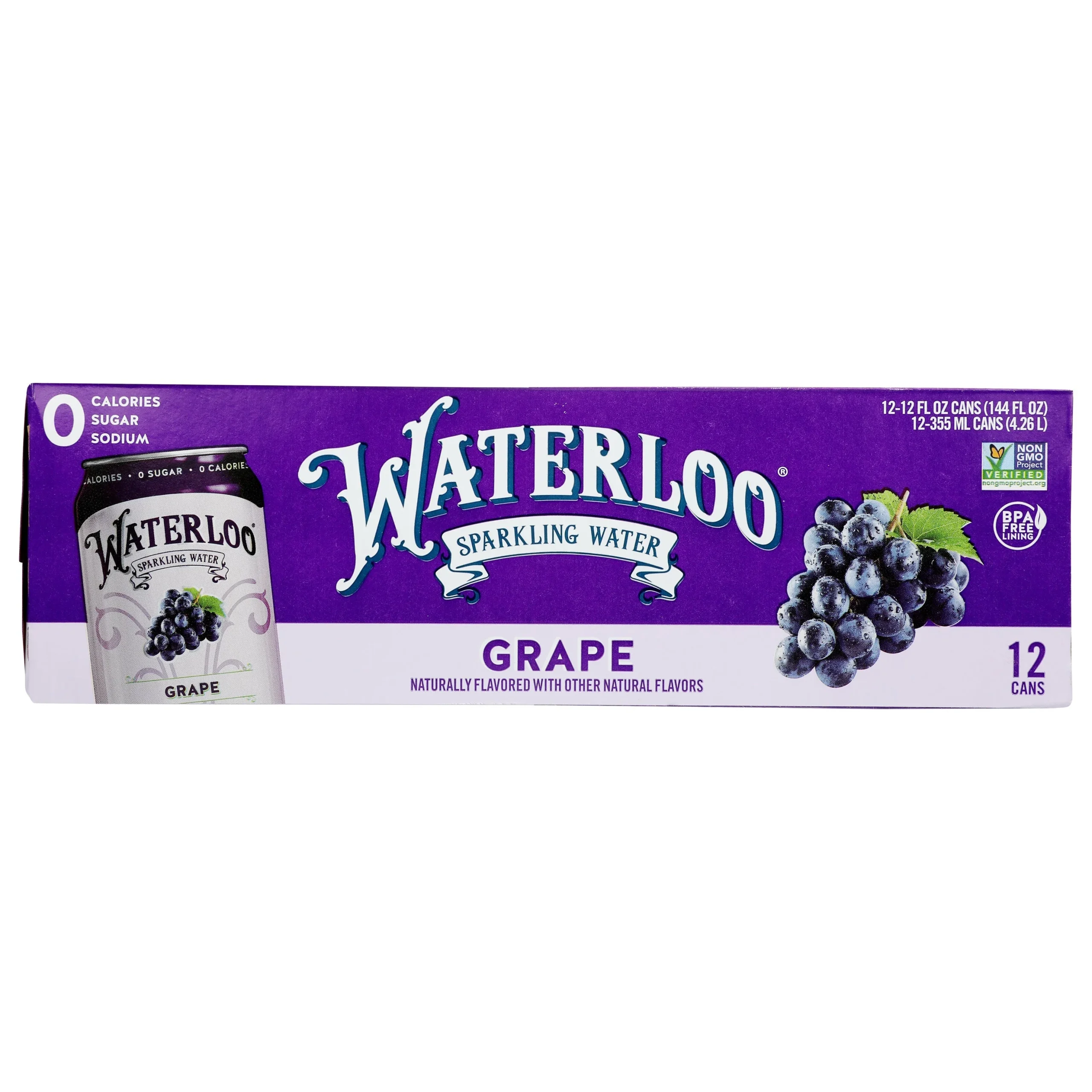 Water, Sparkling, Grape, Can, 12 Fluid Ounce,2 - 12 COUNT