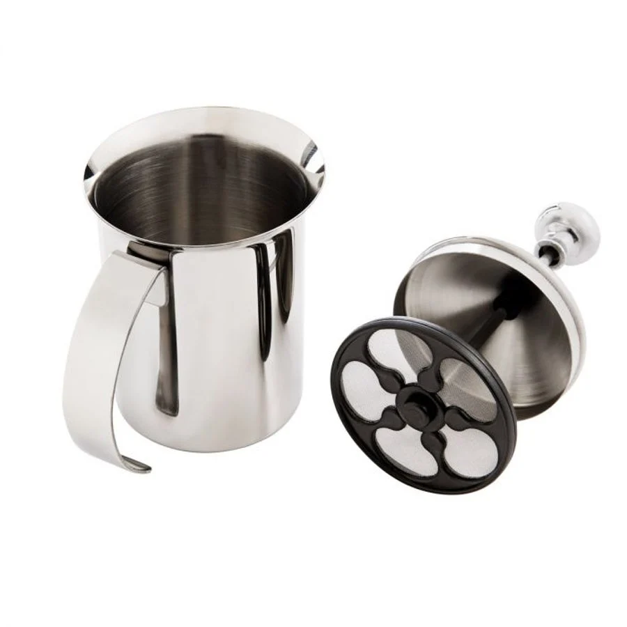 Frother, Milk, 14 Ounce, Stainless Steel & Nylon, Built-In Double Mesh Aerator,1 - 1 COUNT