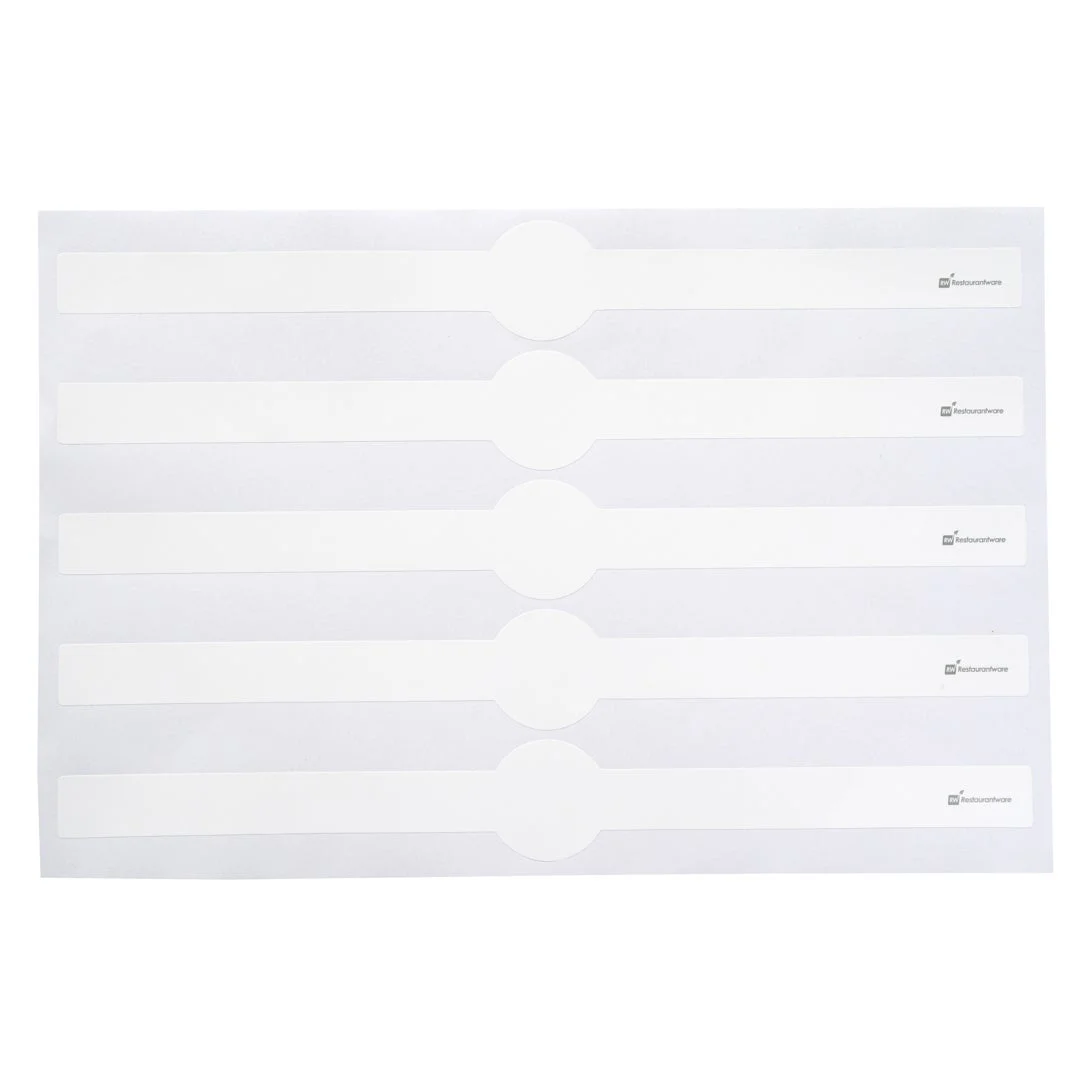 Packaging Bands, Take-Out, 12 x 1.5 Inch, Paper, White, with Self-Adhesive Sticker,1 - 100 COUNT