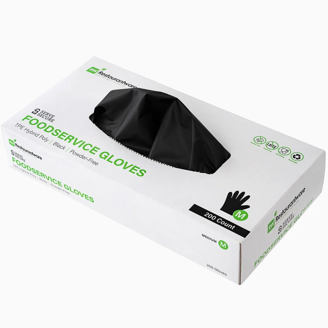 Gloves, Poly, Medium, Powder-Free, Black,1 - 1000 COUNT