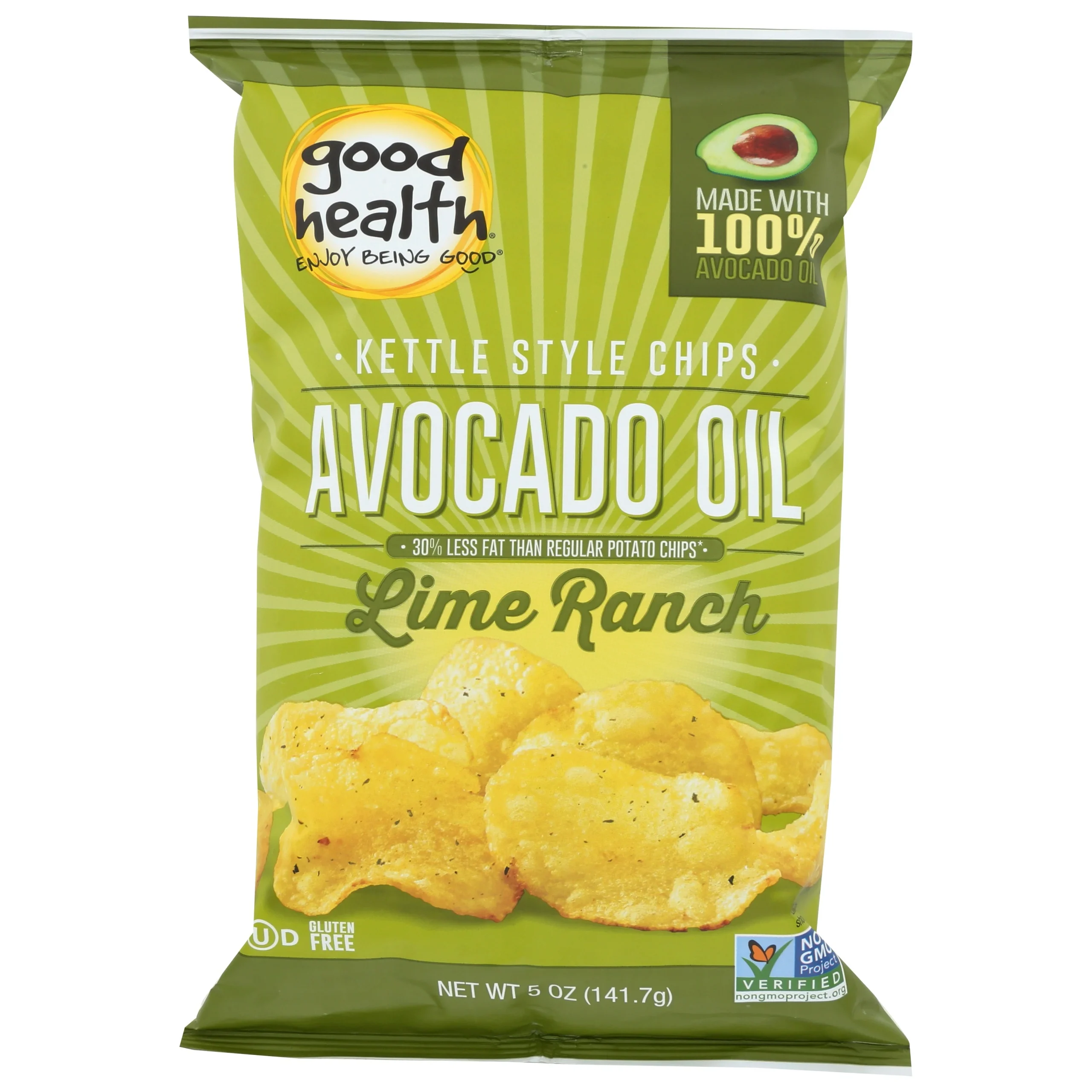 Chips, Potato, Kettle, Lime Ranch, Made with Avocado Oil,12 - 5 OUNCE