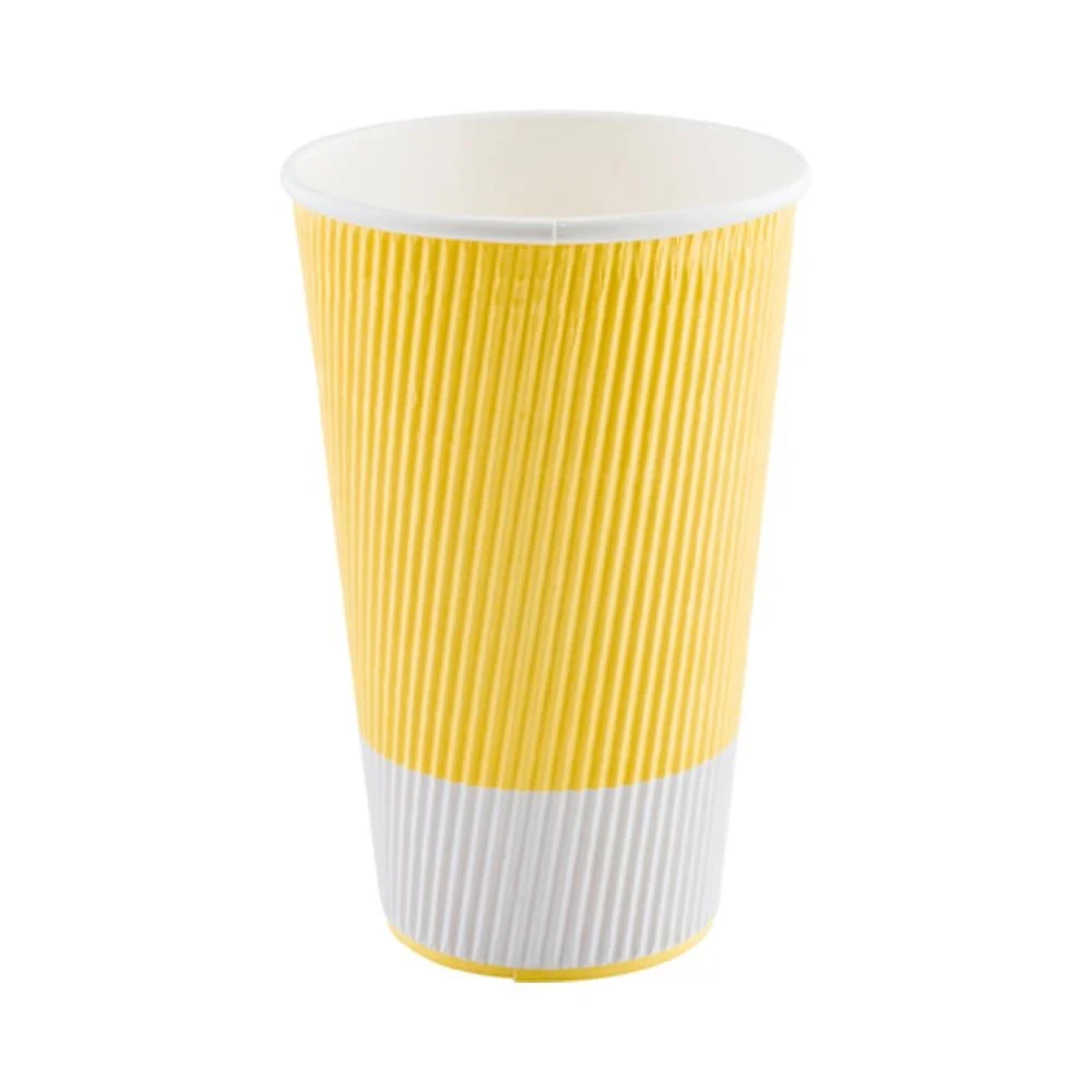 Cups, Hot, 20 Ounce, Paper, Light Yellow, Ripple Wall,1 - 10 COUNT