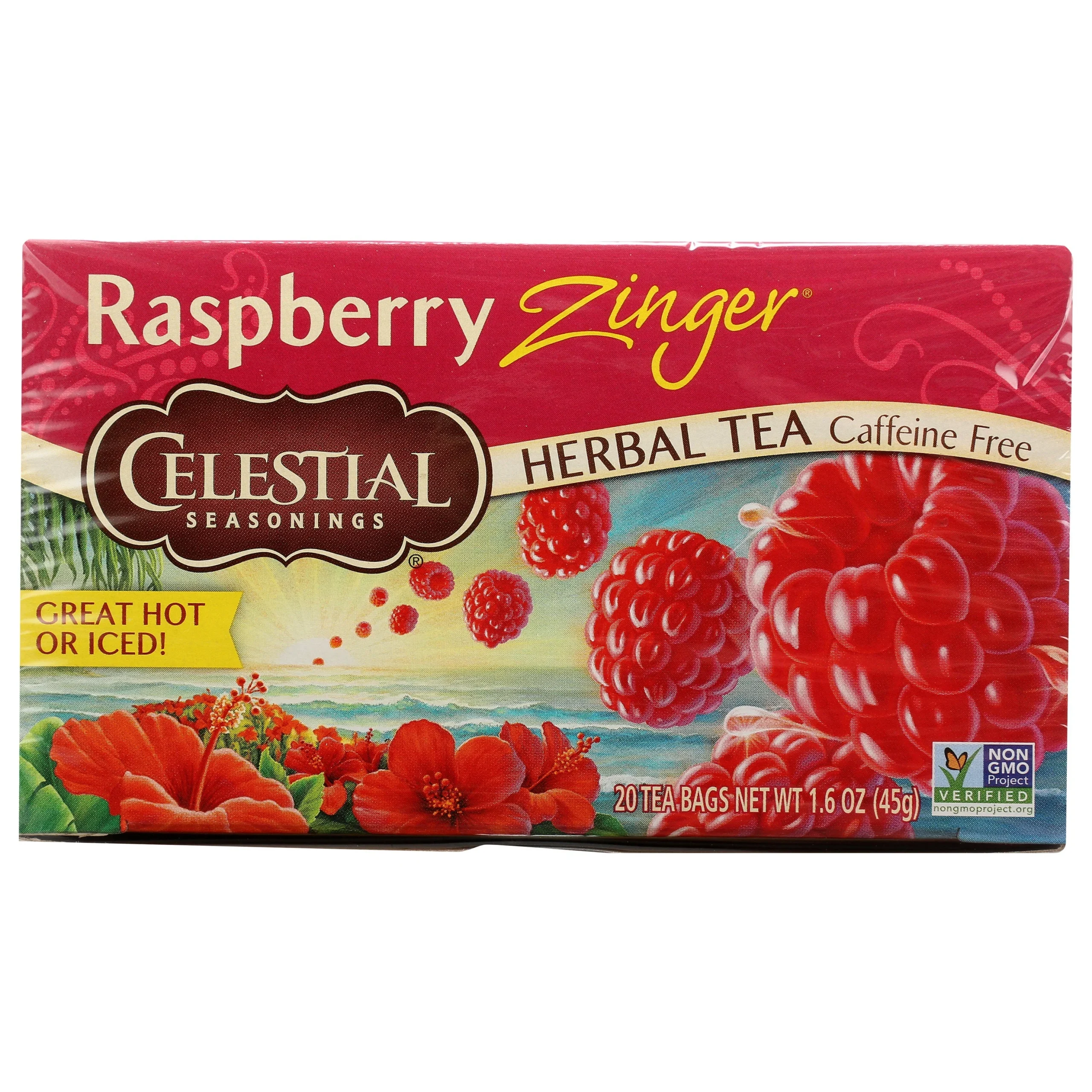 Tea, Herbal, Raspberry Zinger, Individually Wrapped with String,6 - 20 COUNT