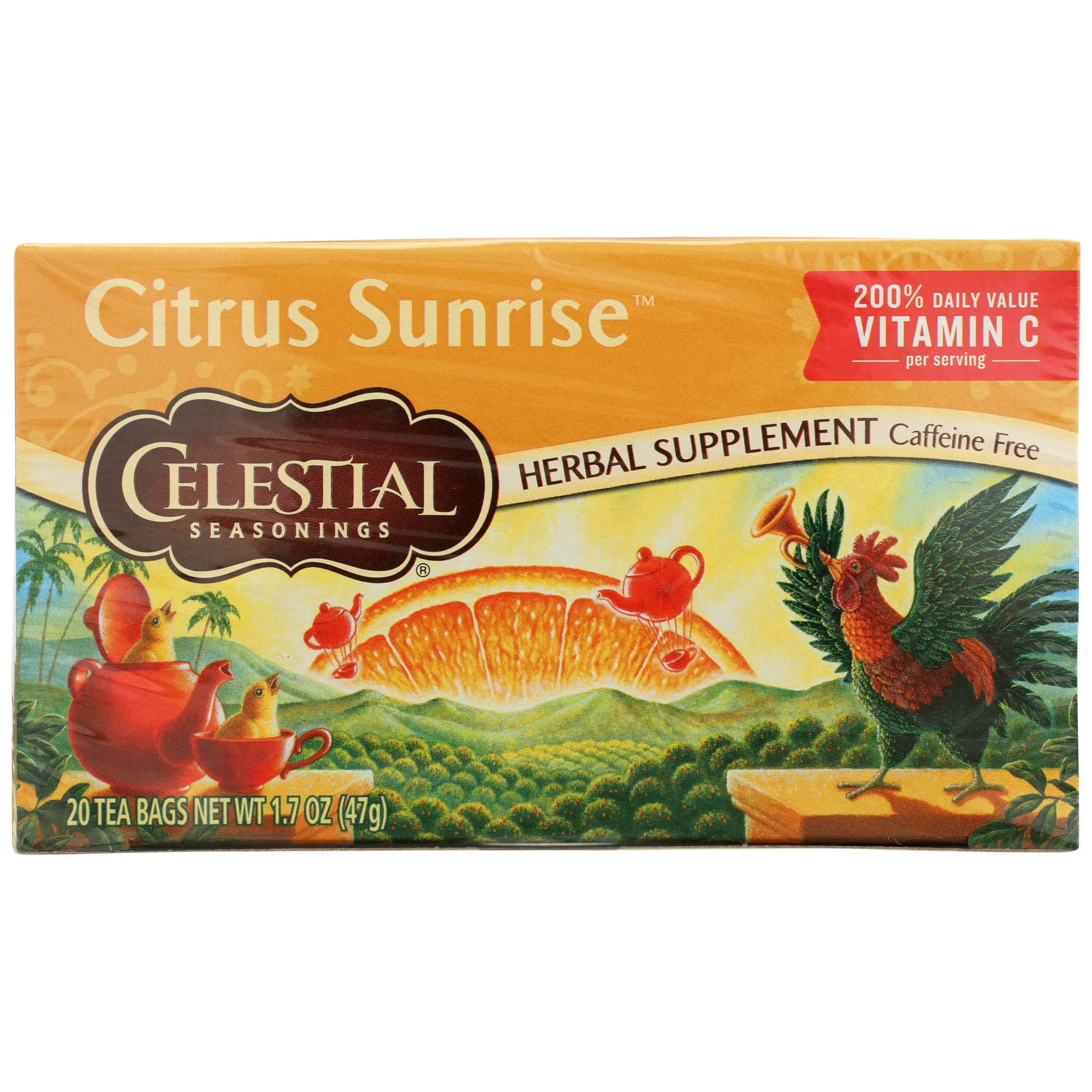 Tea, Herbal, Citrus Sunrise, Individually Wrapped with String,6 - 20 COUNT