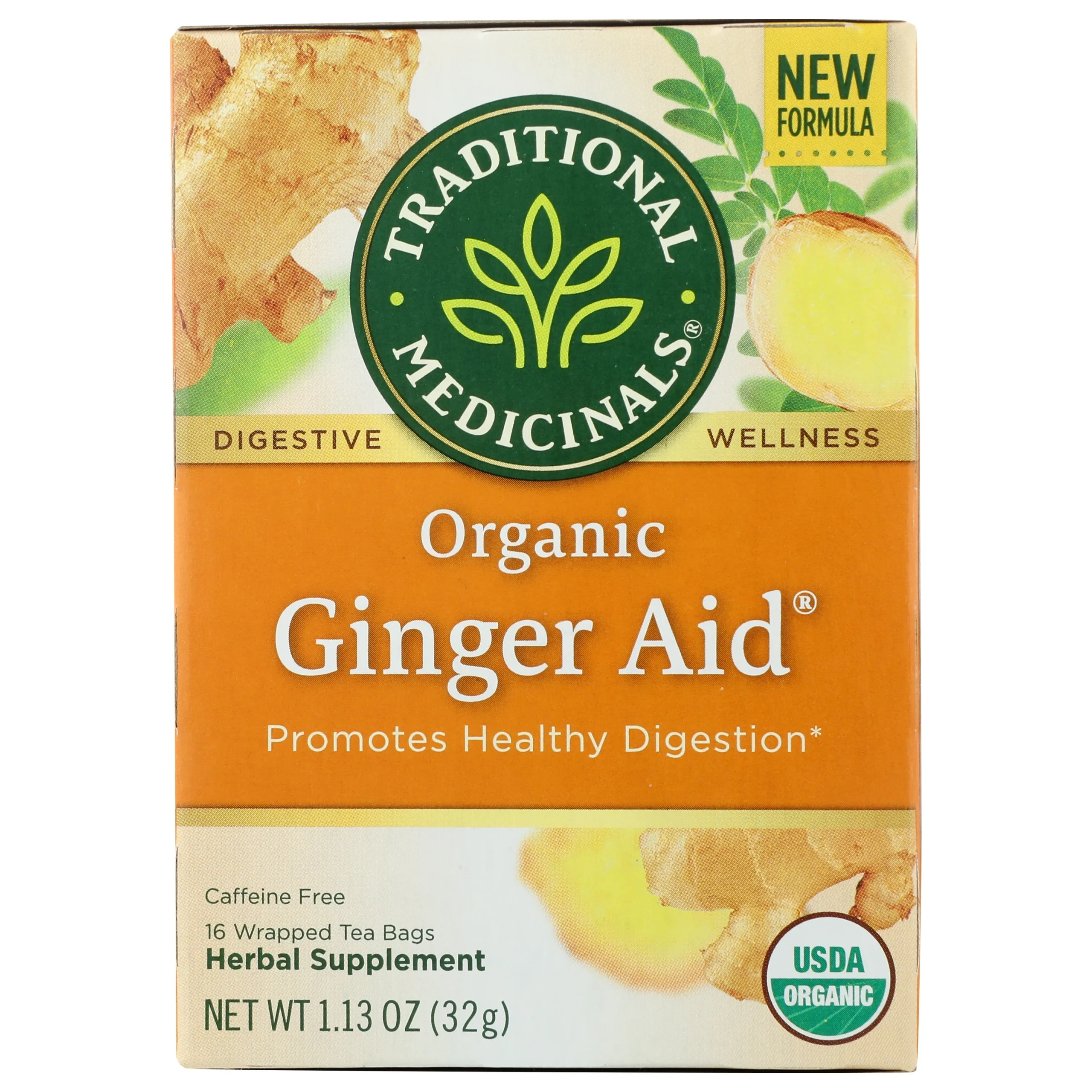 Tea, Herbal, Ginger, Individually Wrapped with String,6 - 16 COUNT