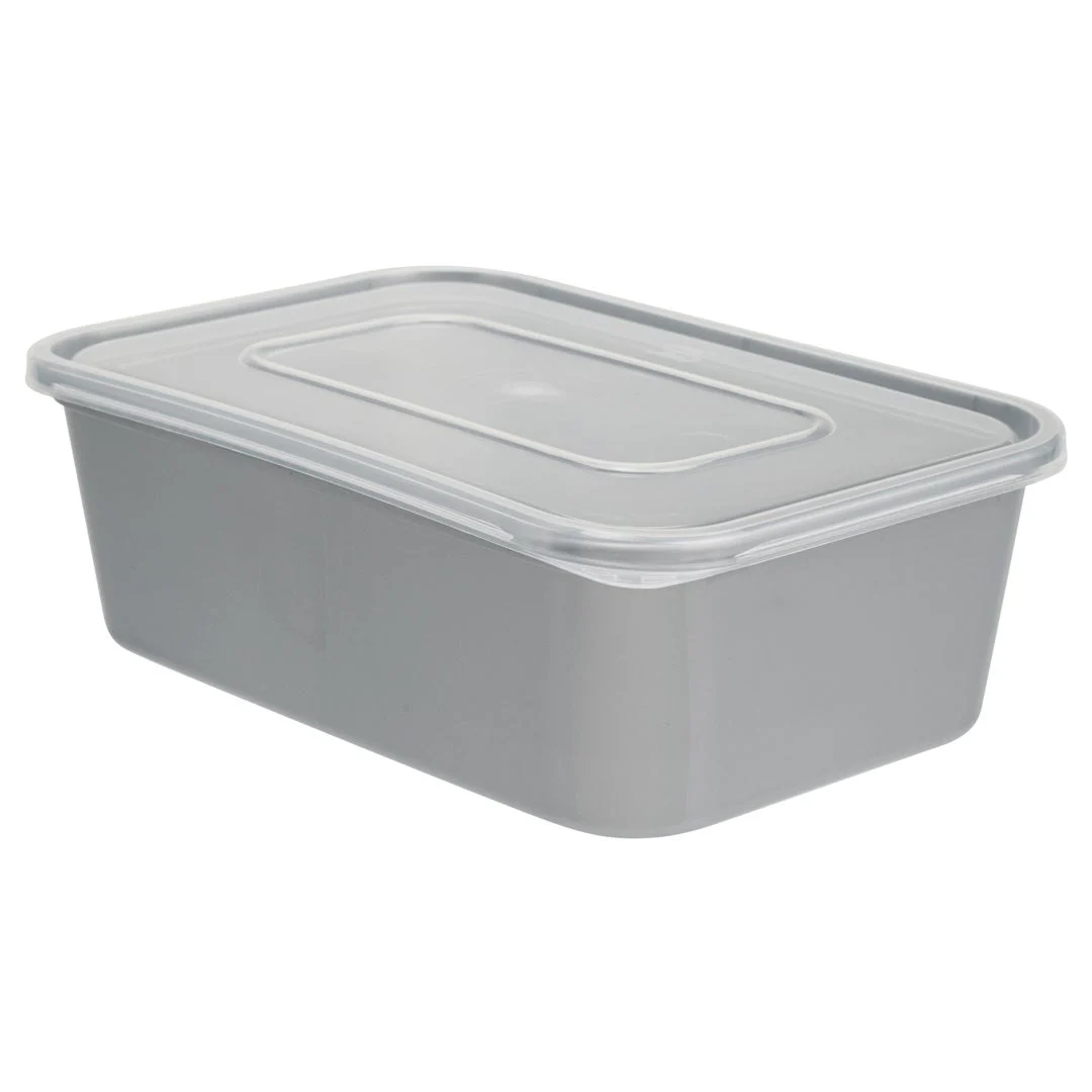 Containers, Food, 25 Ounce 6.75 x 4.5 x 2.25 Inch, Microwavable Plastic, Silver, Rectangle, with Clear Lid,1 - 100 COUNT