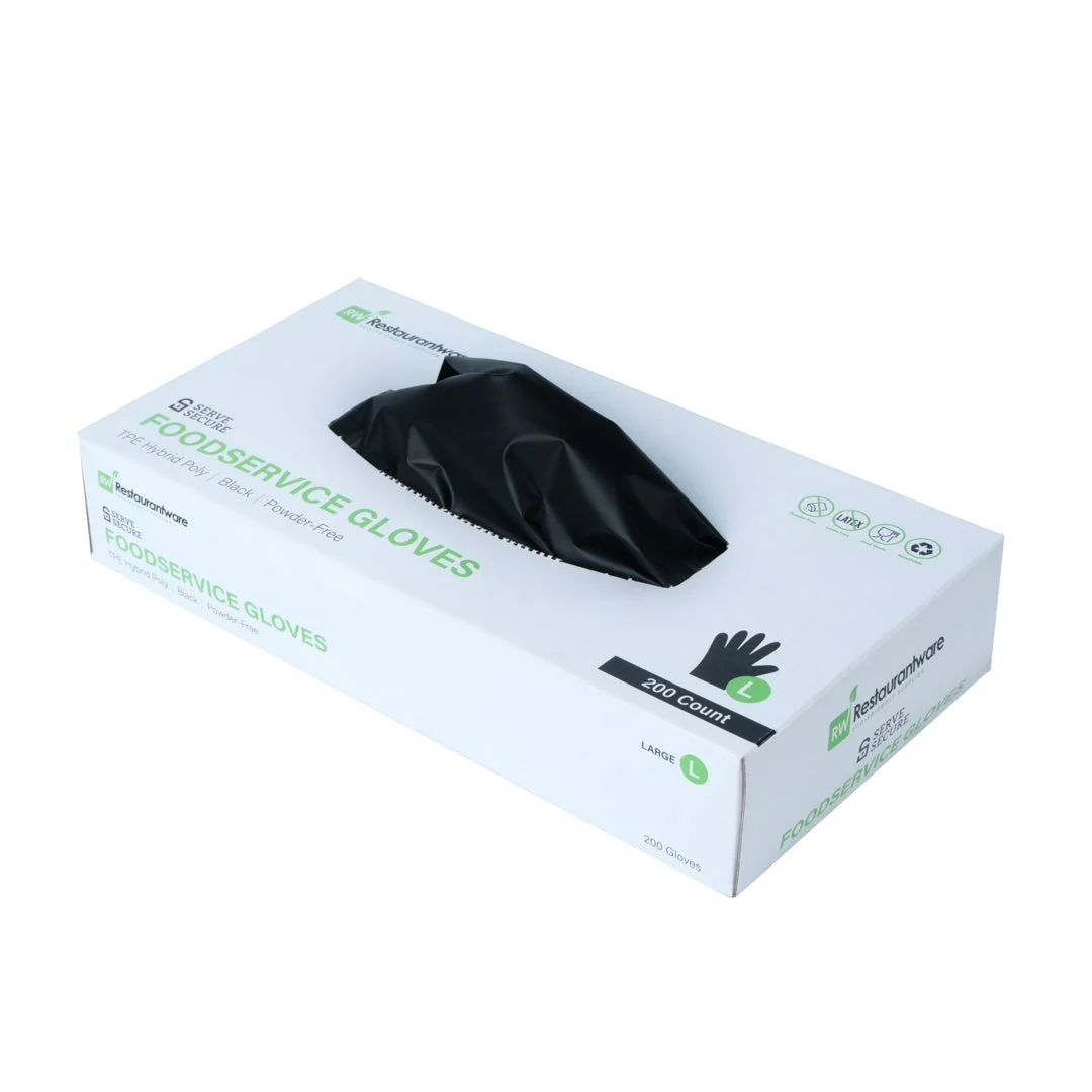 Gloves, Poly, Large, Powder-Free, Black, TPE Hybrid,1 - 200 COUNT